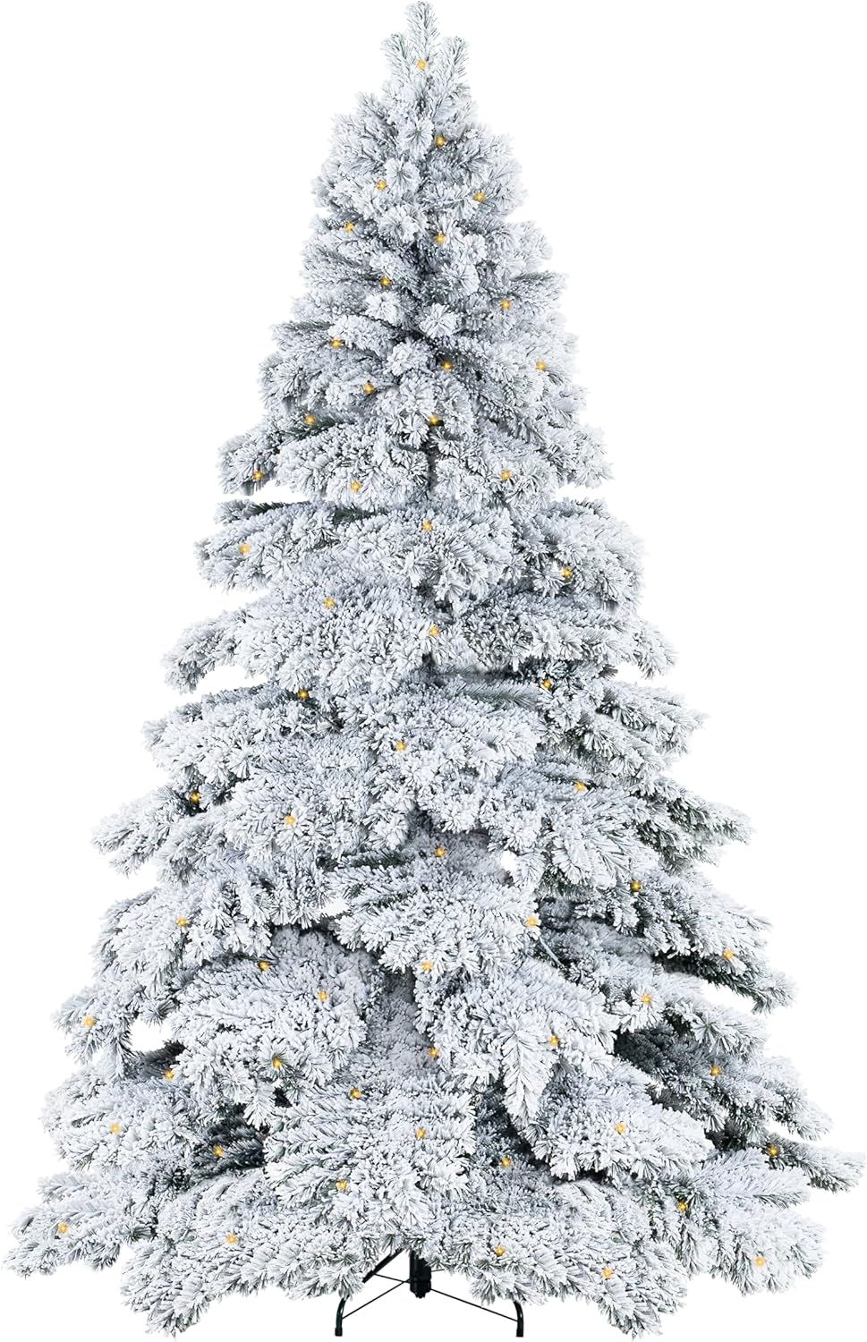 7.5ft Snow Flocked Artificial Christmas Tree with Warm Lights