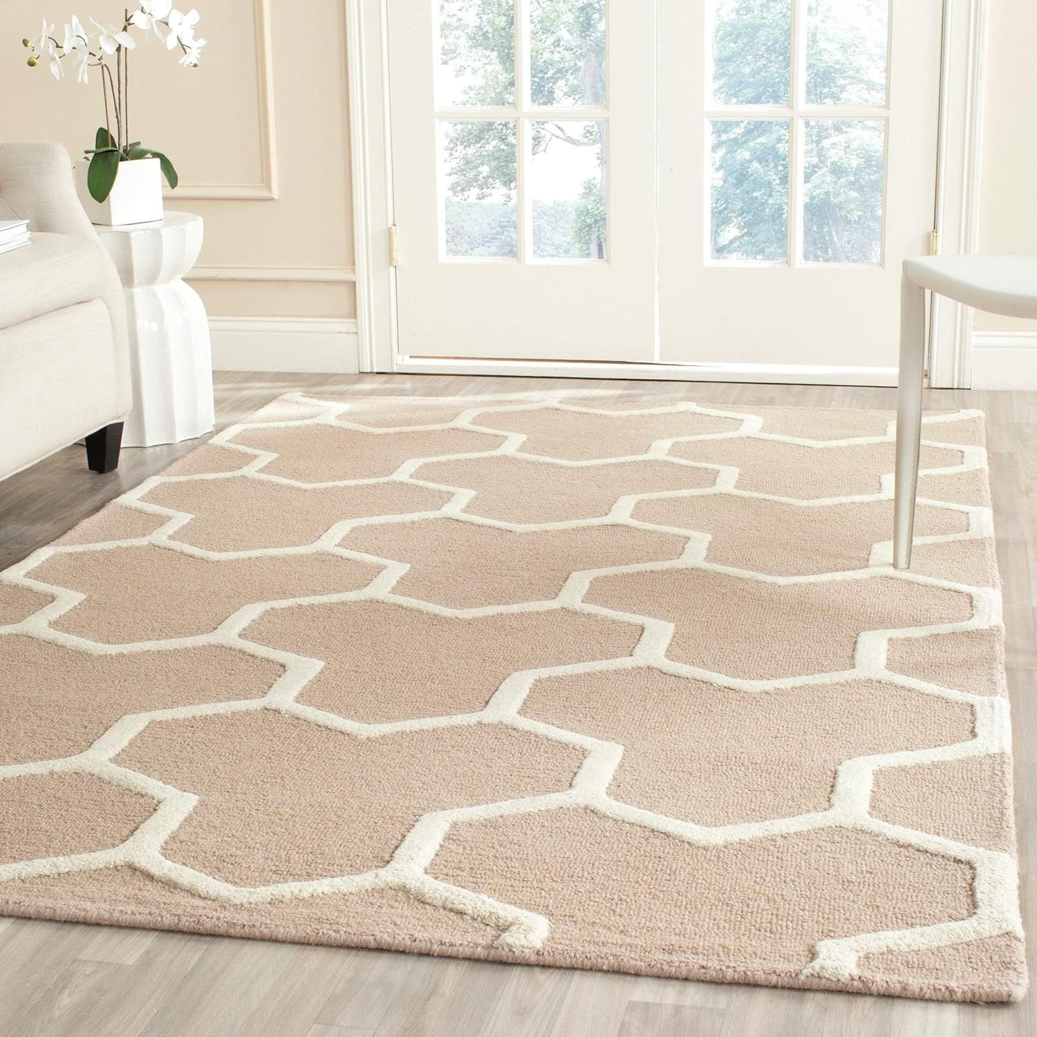 Beige/Ivory Hand-Tufted Wool 6' x 9' Rectangular Rug