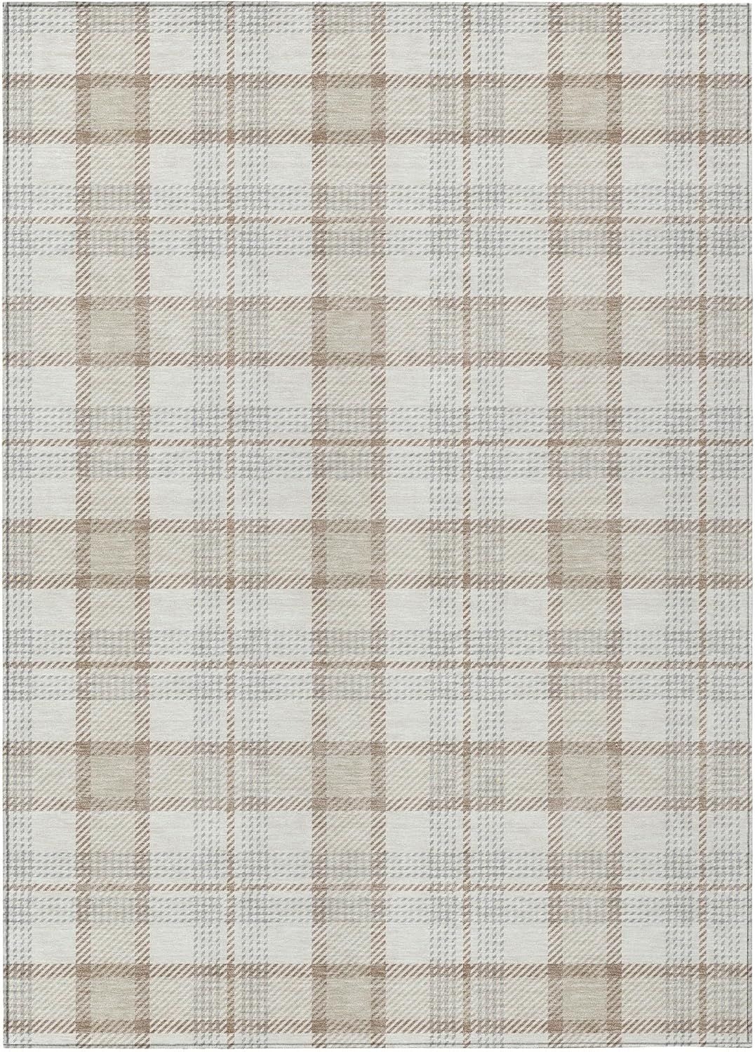 Linen Plaid 9' x 12' Washable Indoor/Outdoor Rug