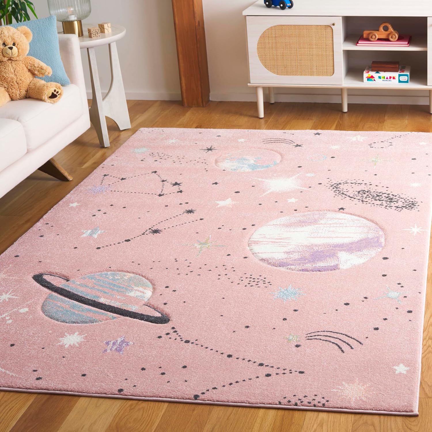 Pink and Purple Rectangular Non-slip Kids Rug