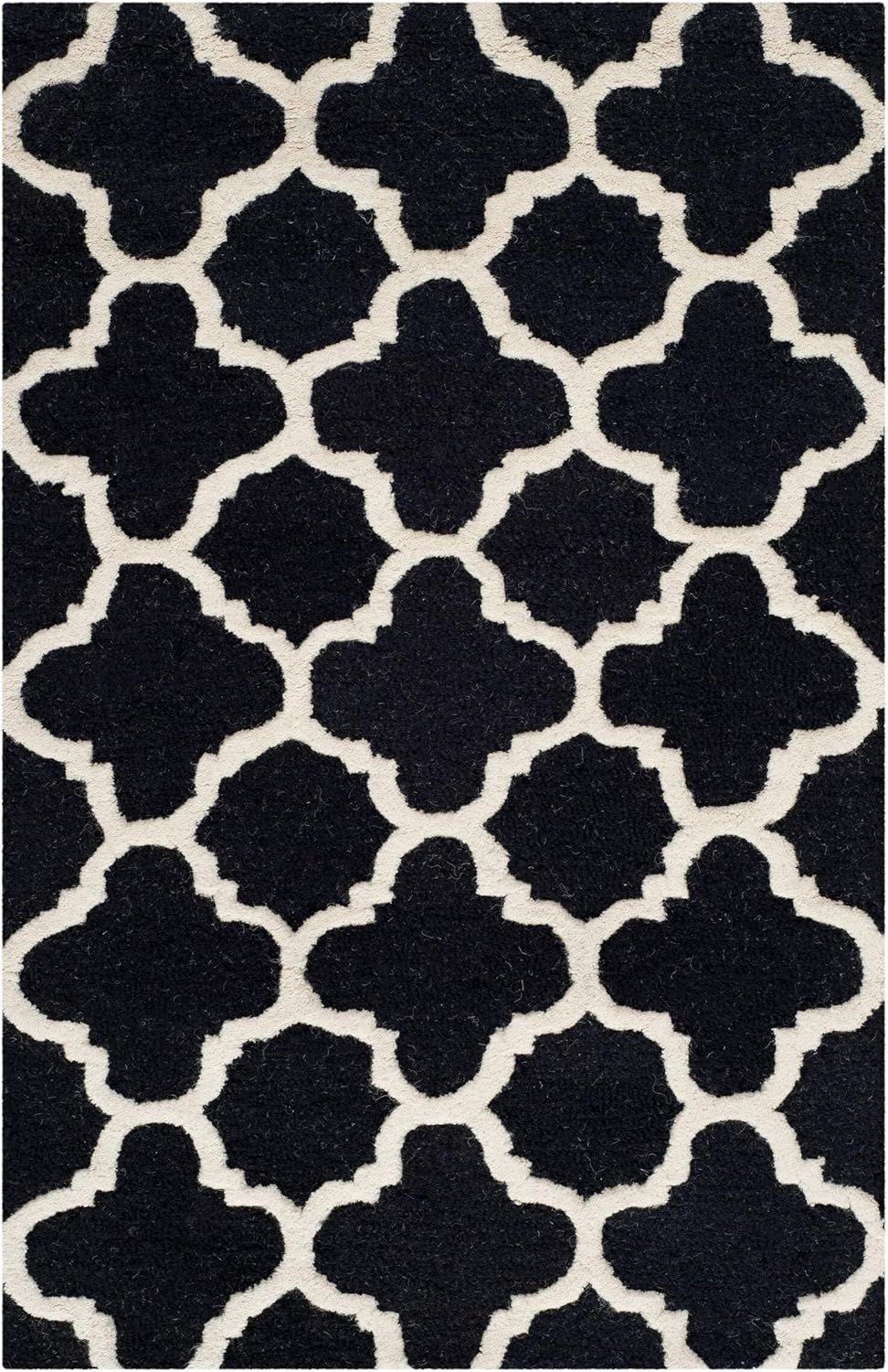 Elegant Ivory Hand-Tufted Wool Rectangular Accent Rug