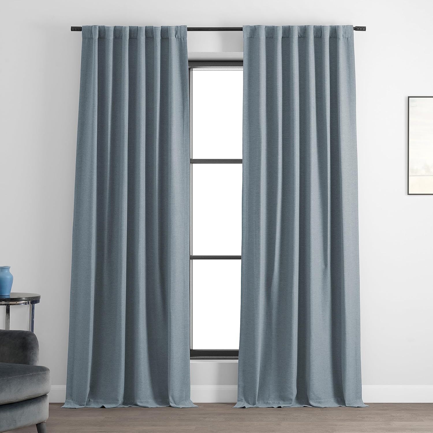 Gulf Blue Blackout Polyester Window Panel, 96 Inches