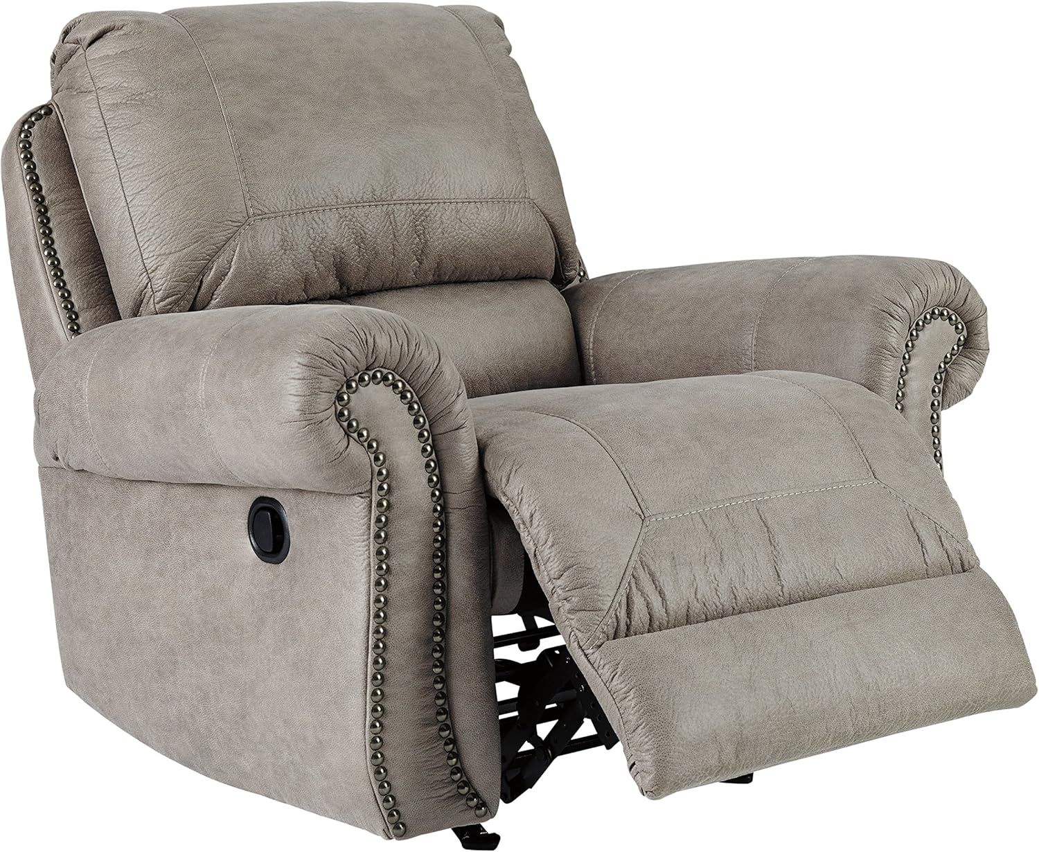 Olsberg Traditional Gray Wood 43" Rocker Recliner with Nailhead Trim