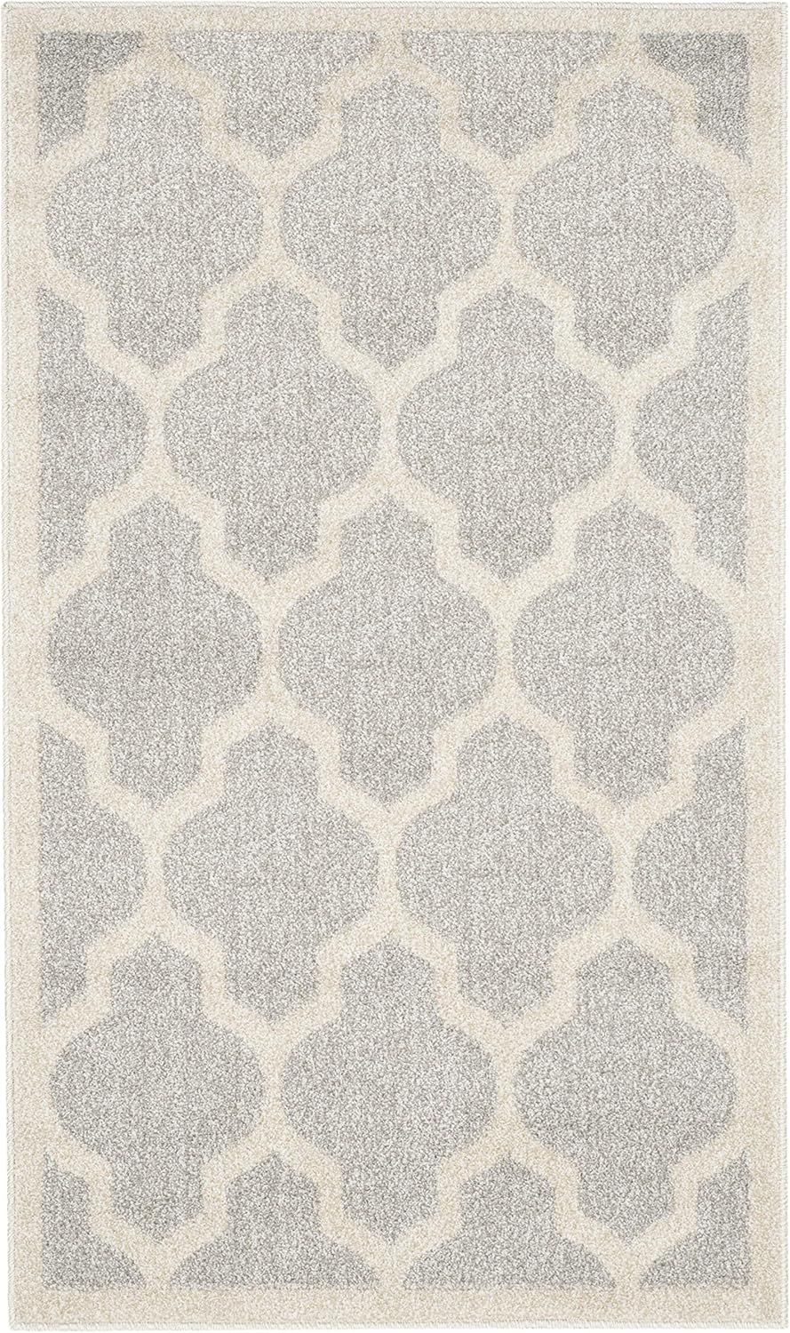 Reversible Geometric Beige & Light Grey Wool-Cotton Blend Rug 2'6" x 4'