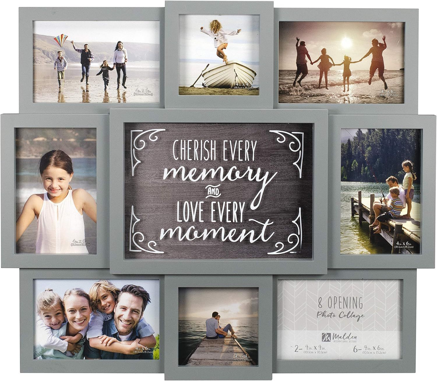 Gray 8-Opening Sentiment Dimensional Wall Collage Frame