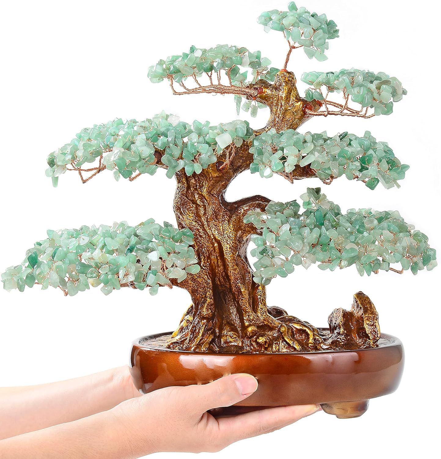 Handmade Aventurine Gemstone Bonsai Tree with Resin Base