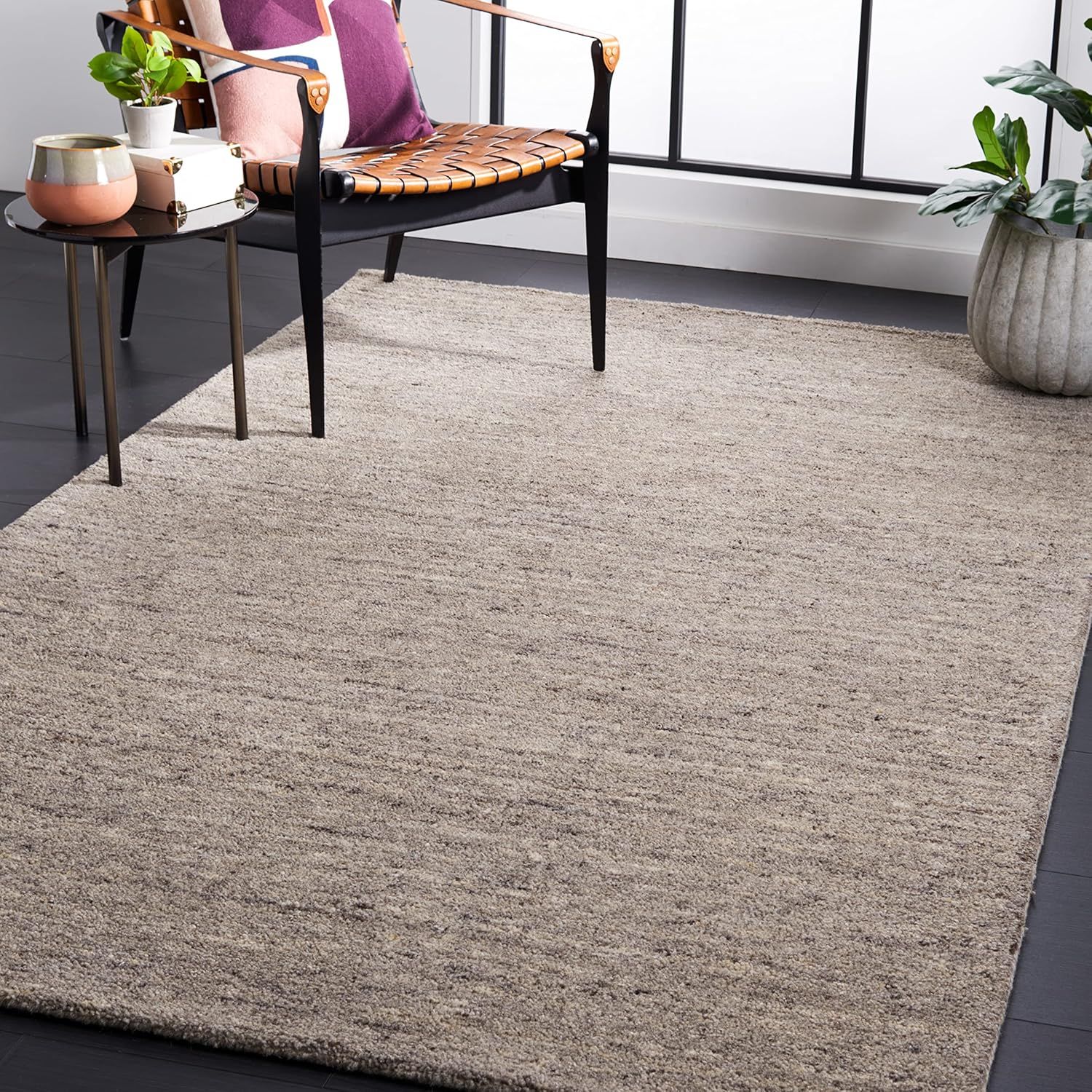 Handmade Gray Wool Tufted Rectangular Rug - 4' x 6'