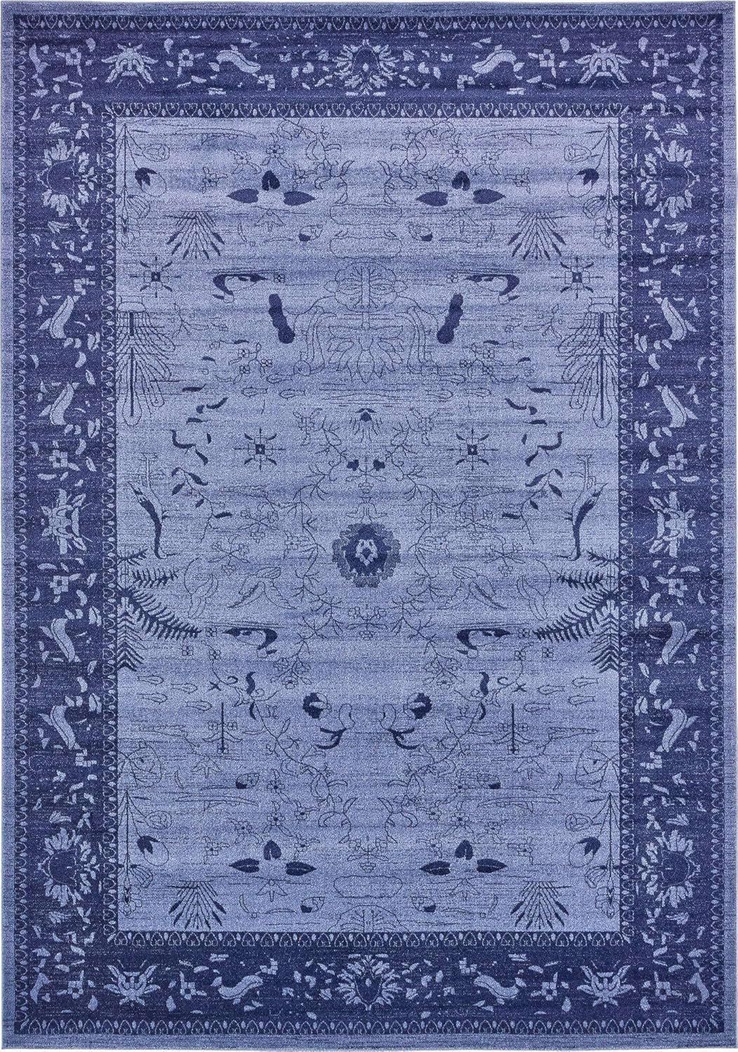 La Jolla Floral Bliss Blue Synthetic 10' x 14' Indoor Rug