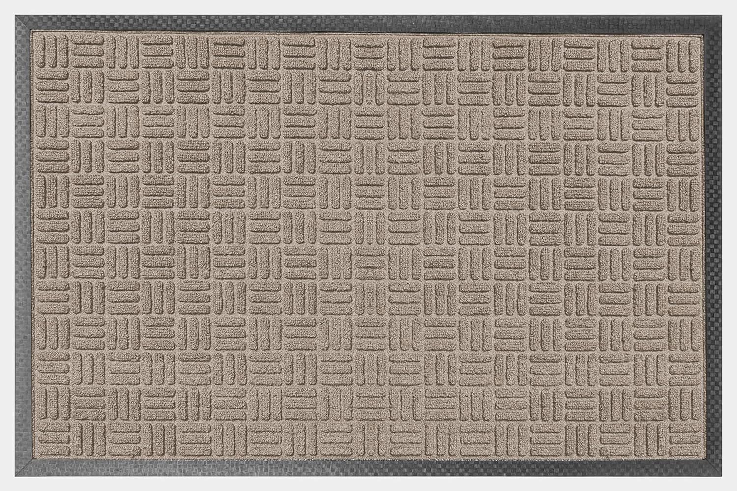 Beige and Gray Rubber Outdoor Welcome Mat 24x36 Inches