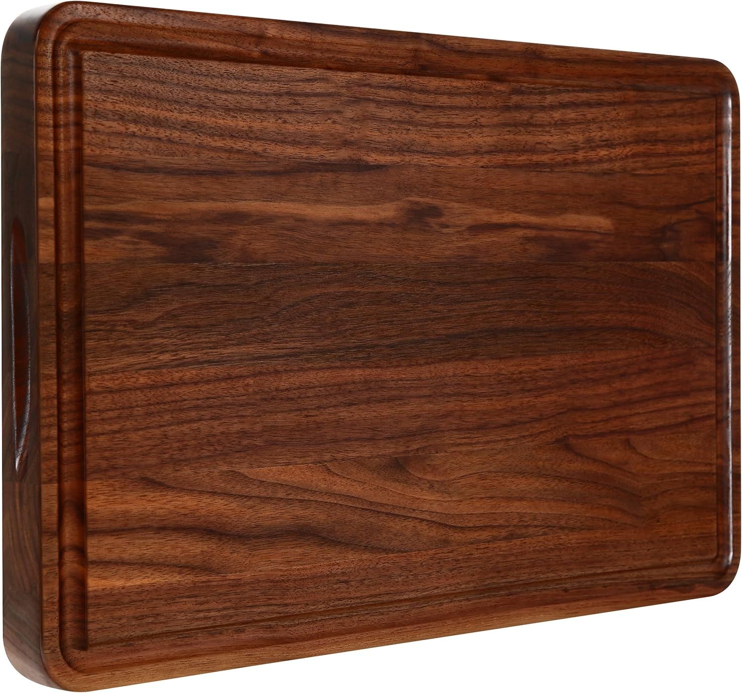 Large Walnut Wood Cutting Board with Juice Groove and Handles