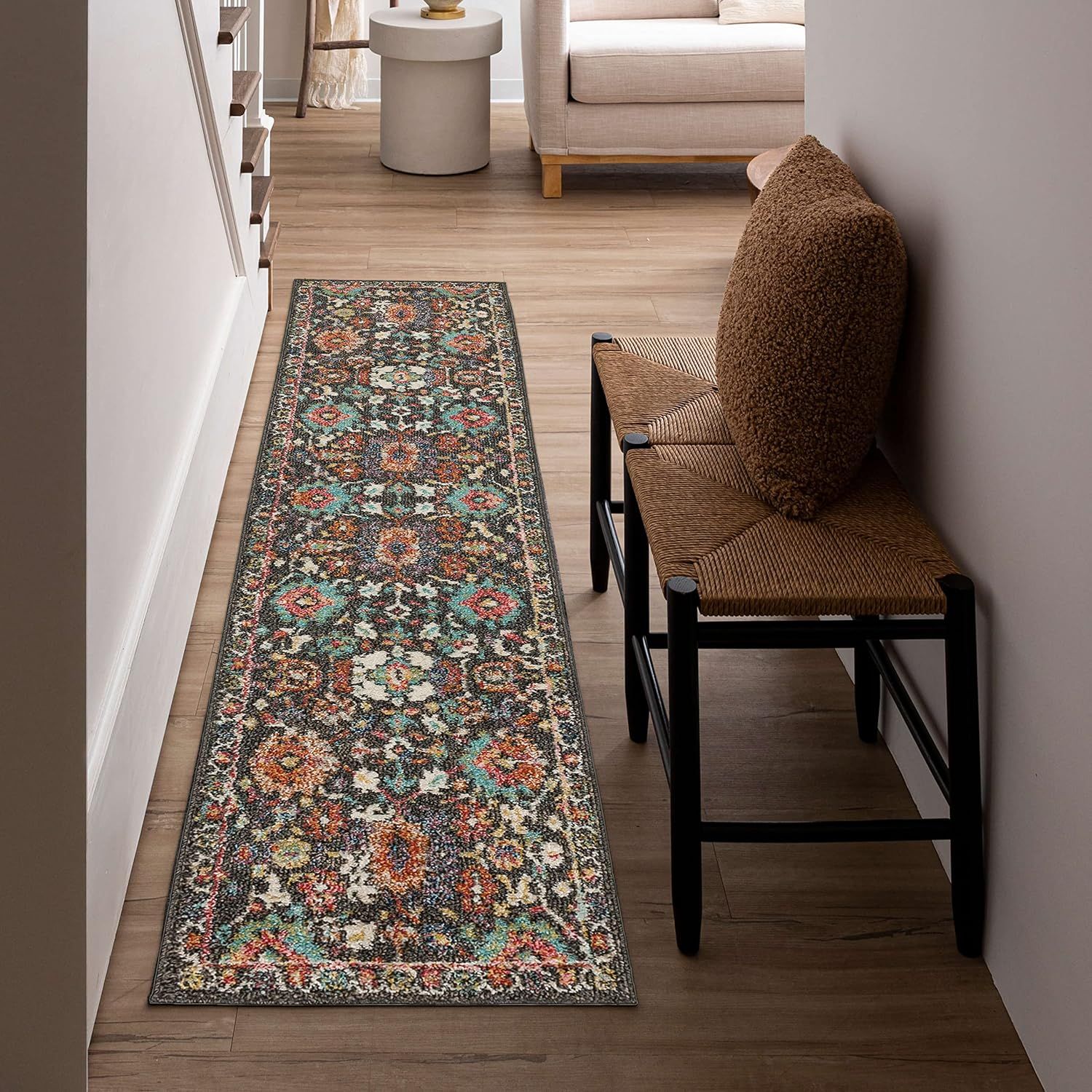 Norwood Multi-Color Synthetic 2' x 10' Non-Slip Runner Rug