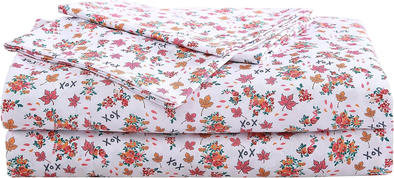 Fall Foliage Pink Full Microfiber Sheet Set