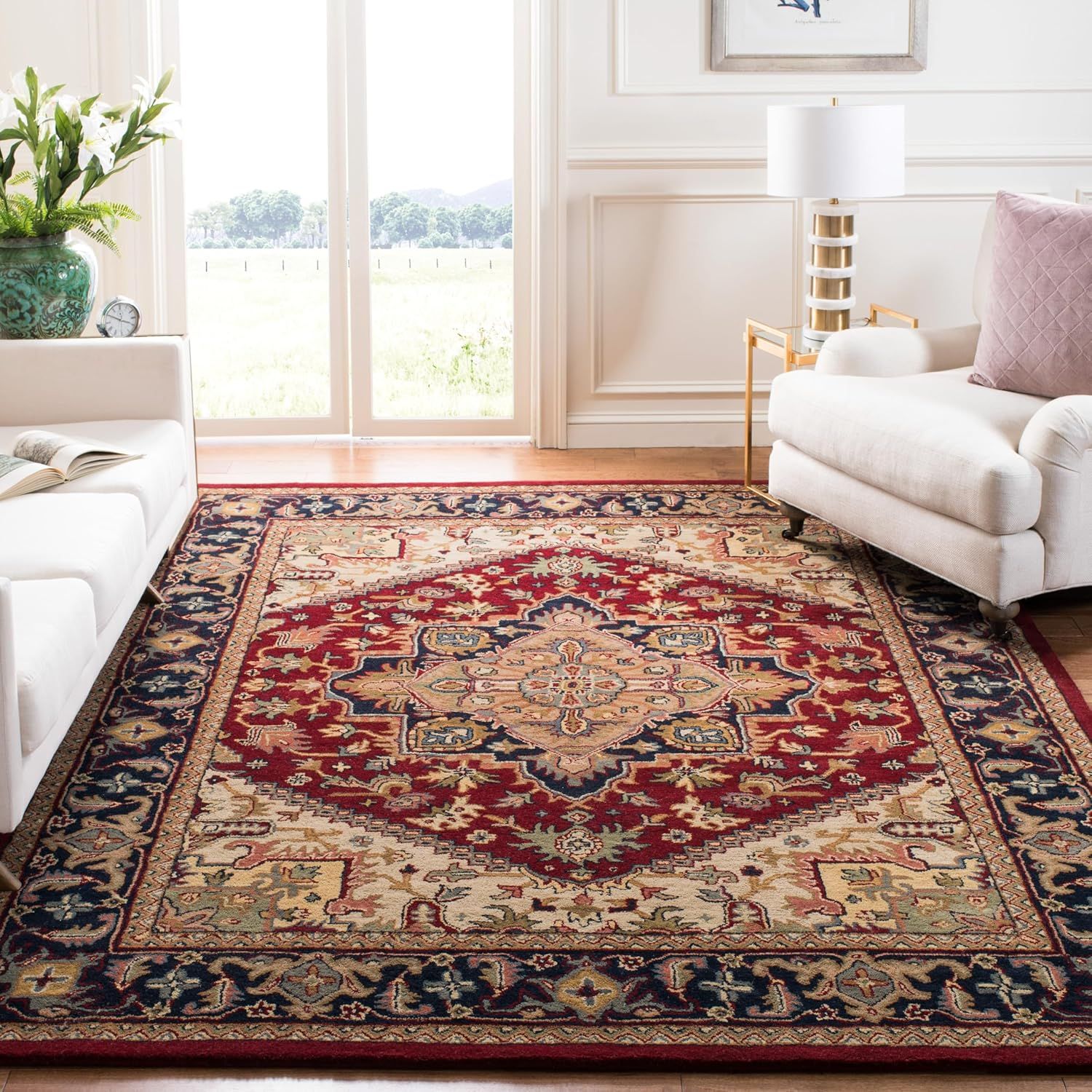 Handmade Red Wool Tufted Area Rug 68" x 22"