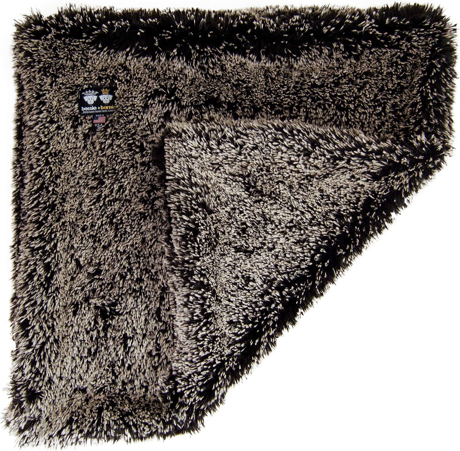 Large Black and Gray Reversible Plush Dog Blanket