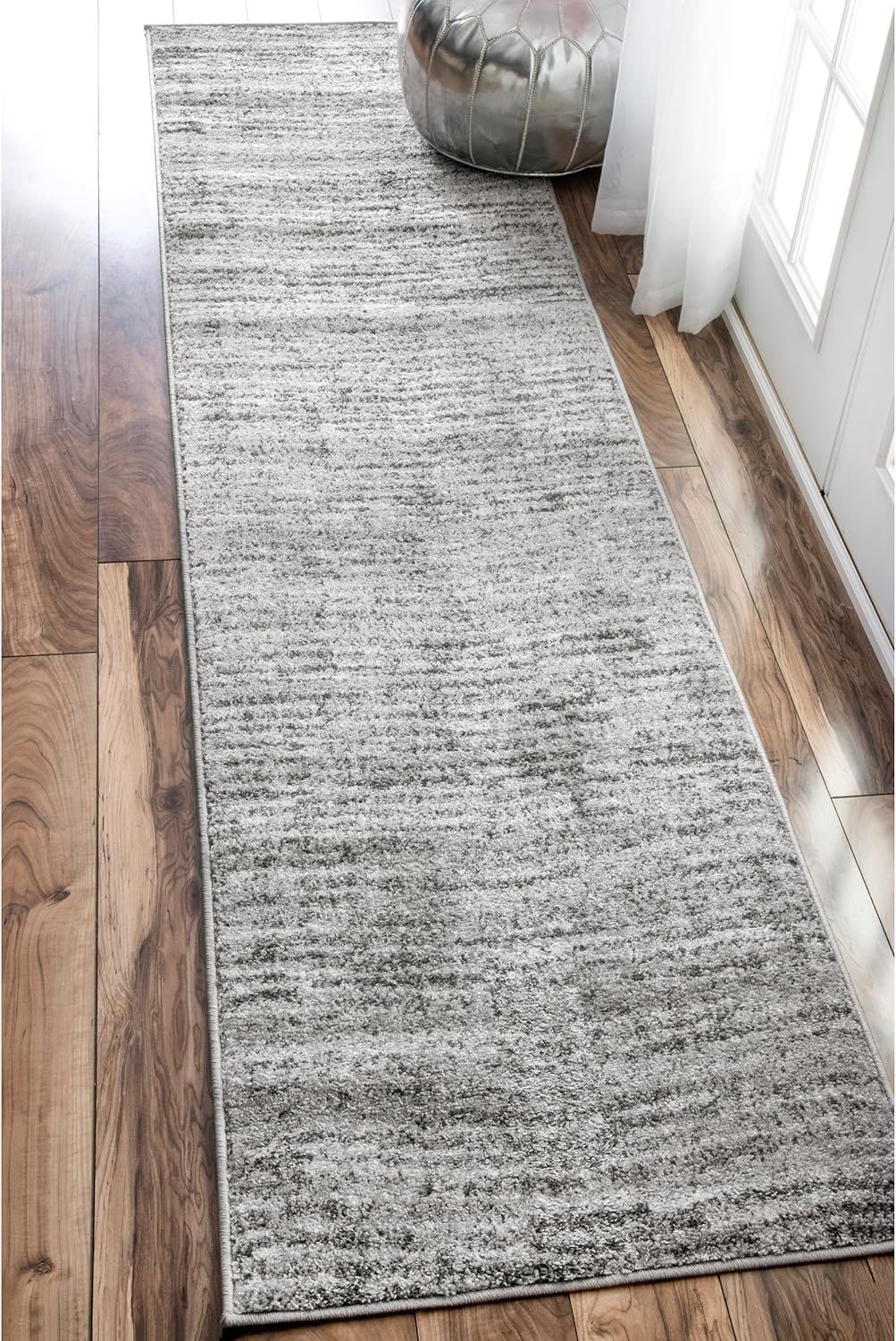 Sherill Gray Synthetic Rectangular Runner Rug