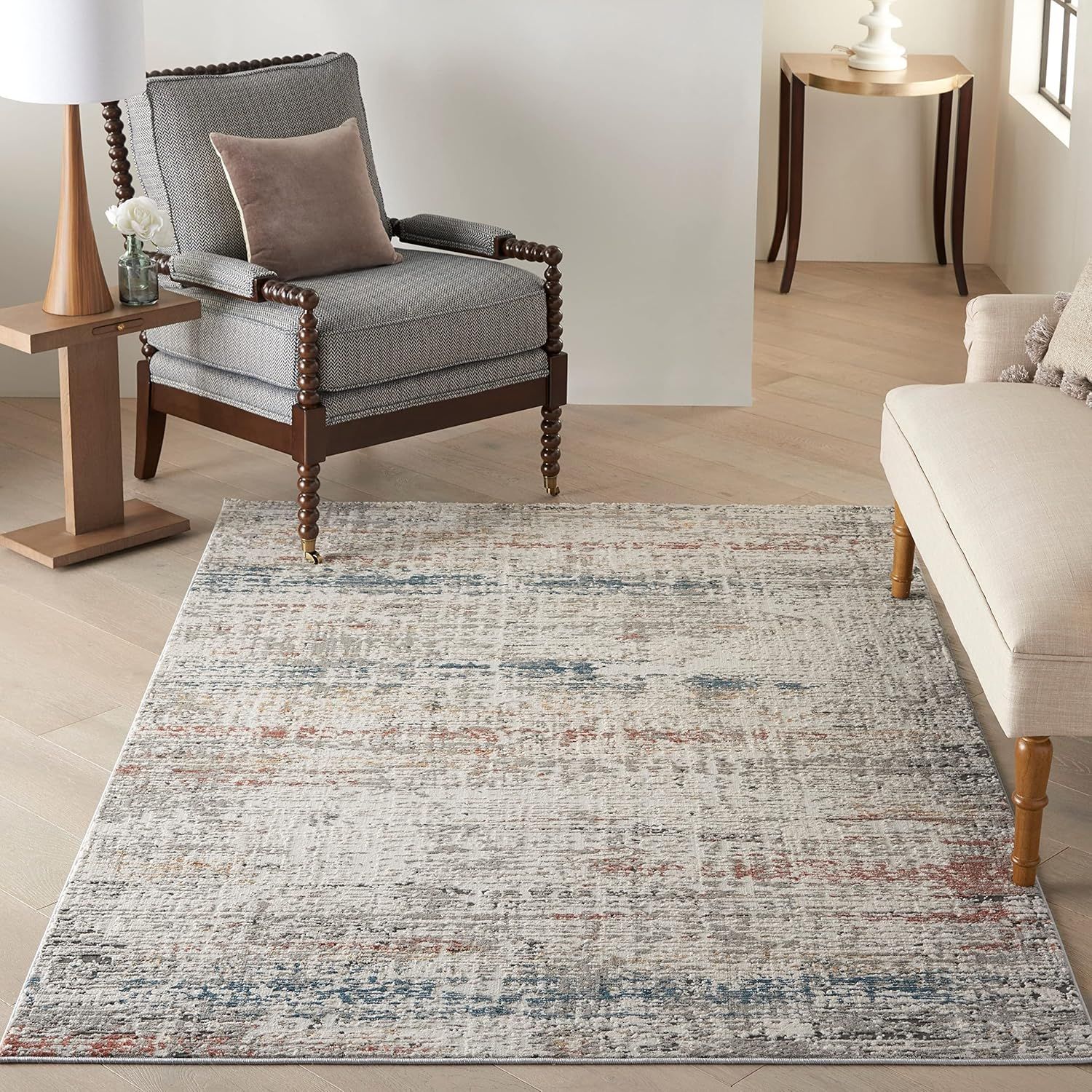 Rustic Textures Modern Abstract Gray 4' x 6' Synthetic Area Rug