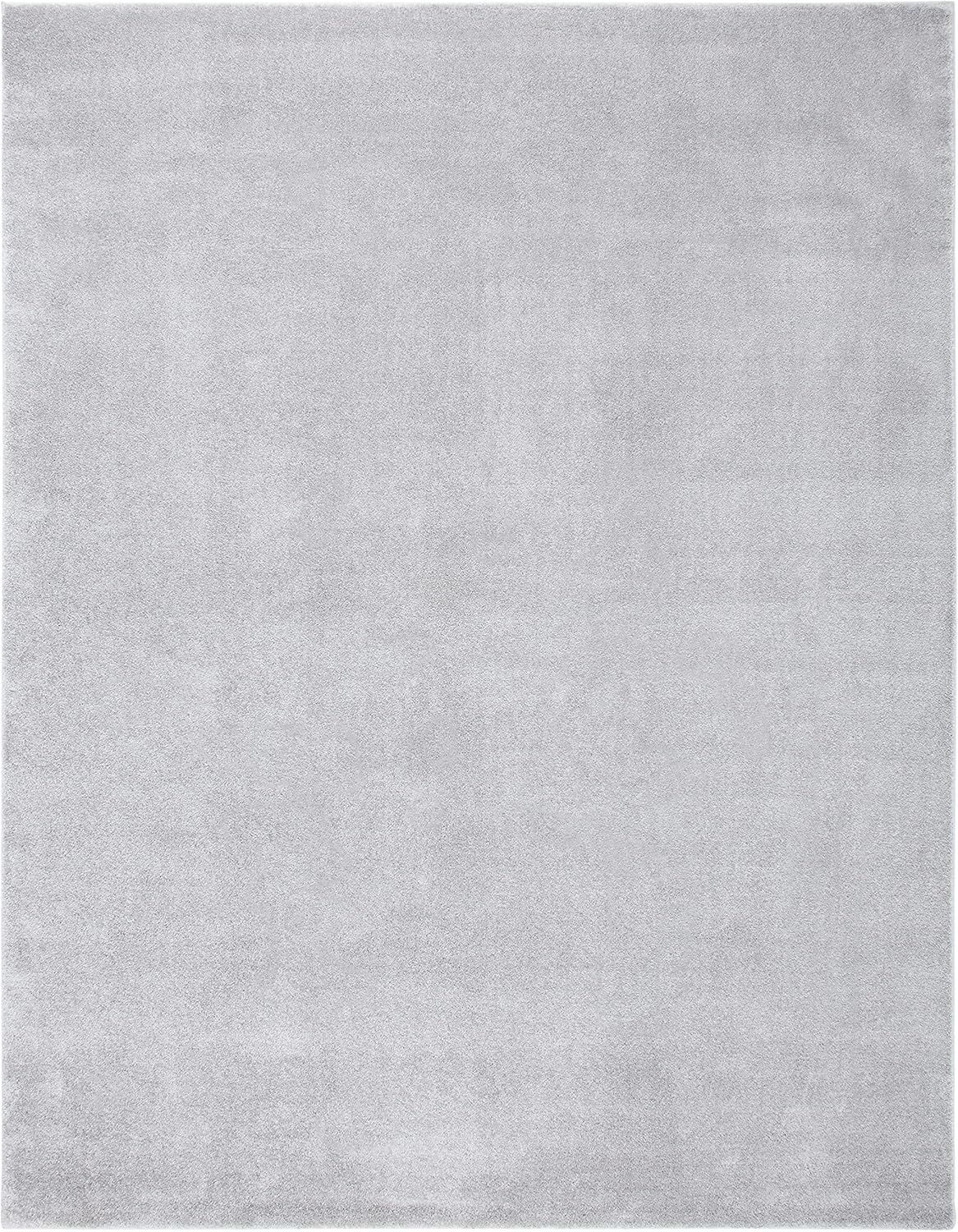 Light Grey Rectangular 8' x 10' Solid Synthetic Area Rug