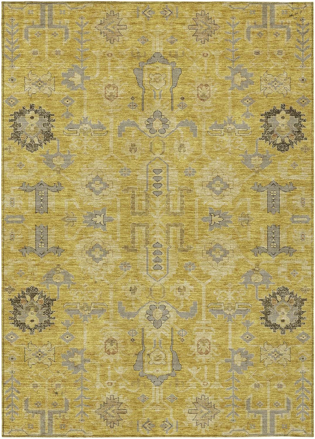 Addison Rugs Chantille ACN697 Gold 2'6" x 3'10" Indoor Outdoor Area Rug, Easy Clean, Machine Washable, Non Shedding, Bedroom, Entry, Living Room, Dining Room, Kitchen, Patio Rug