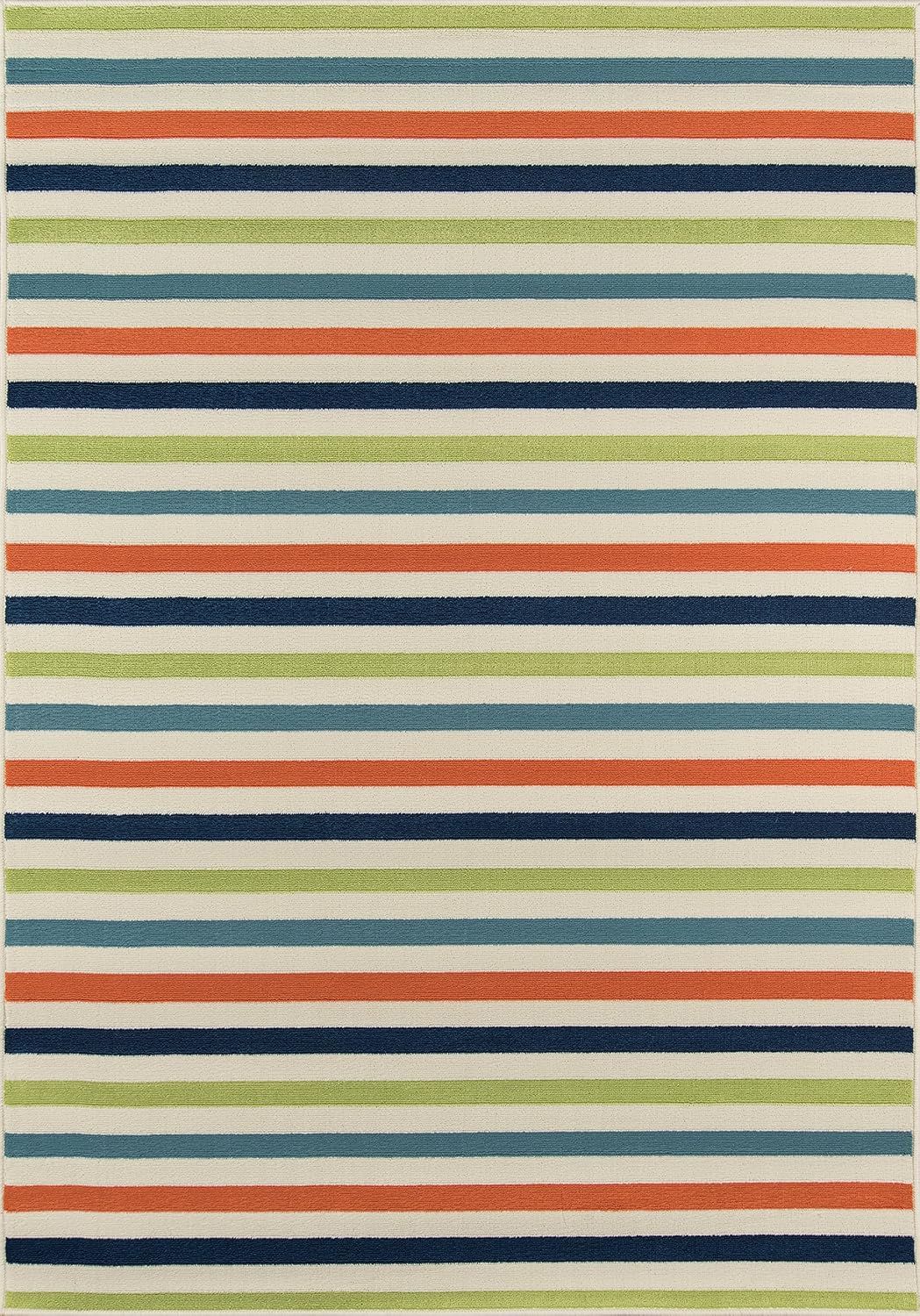 Multicolor Synthetic Stripe Rectangular 4' x 6' Area Rug