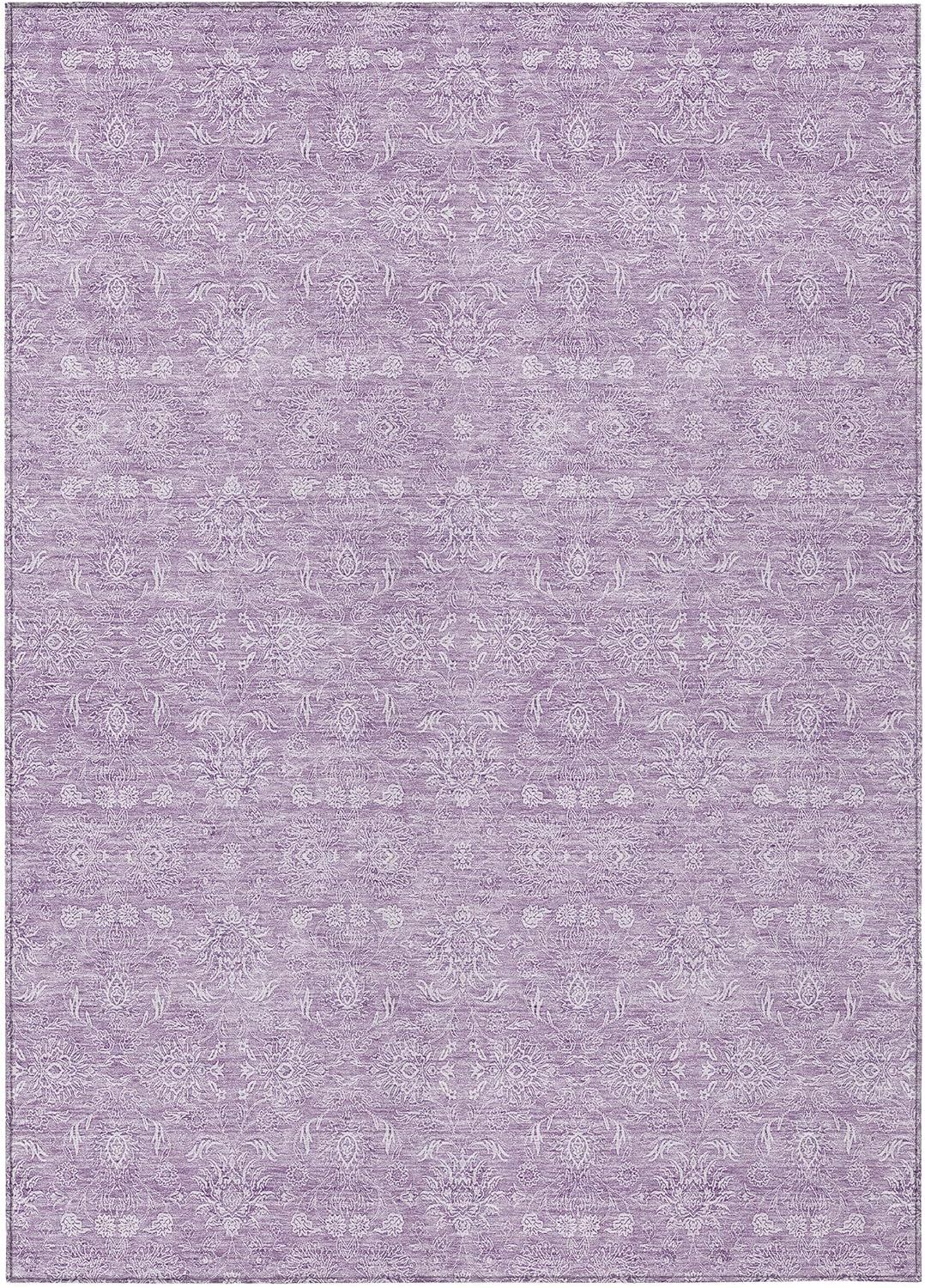 Lavender Synthetic Flat Woven Round Washable Area Rug