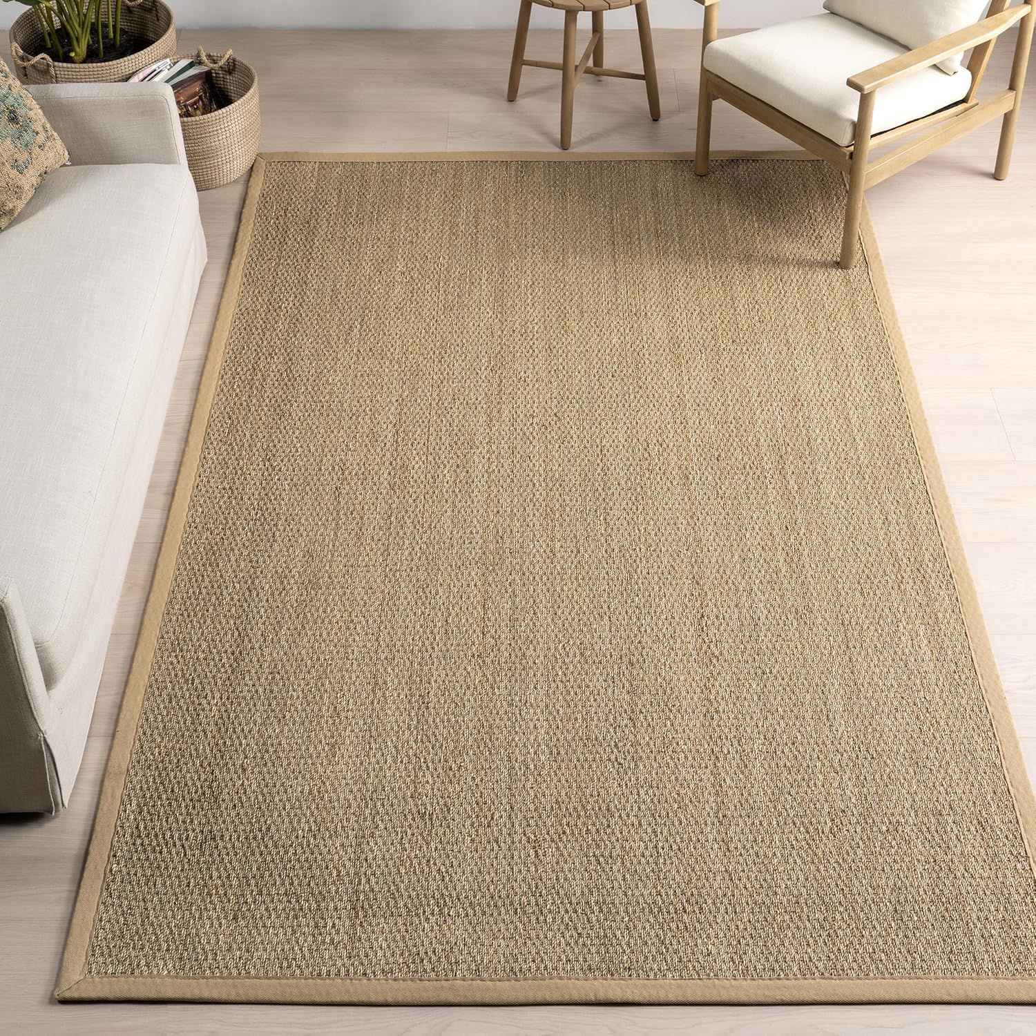 Elijah Seagrass Easy-Care Beige 6' Square Area Rug