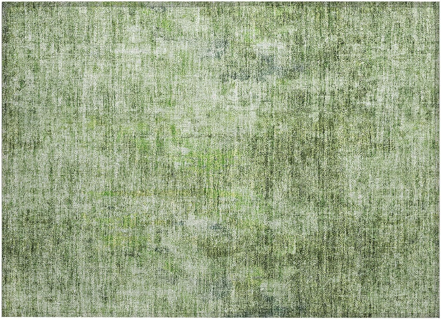 Olive Green Synthetic Flat Woven Reversible Rug 1'8" x 2'6"