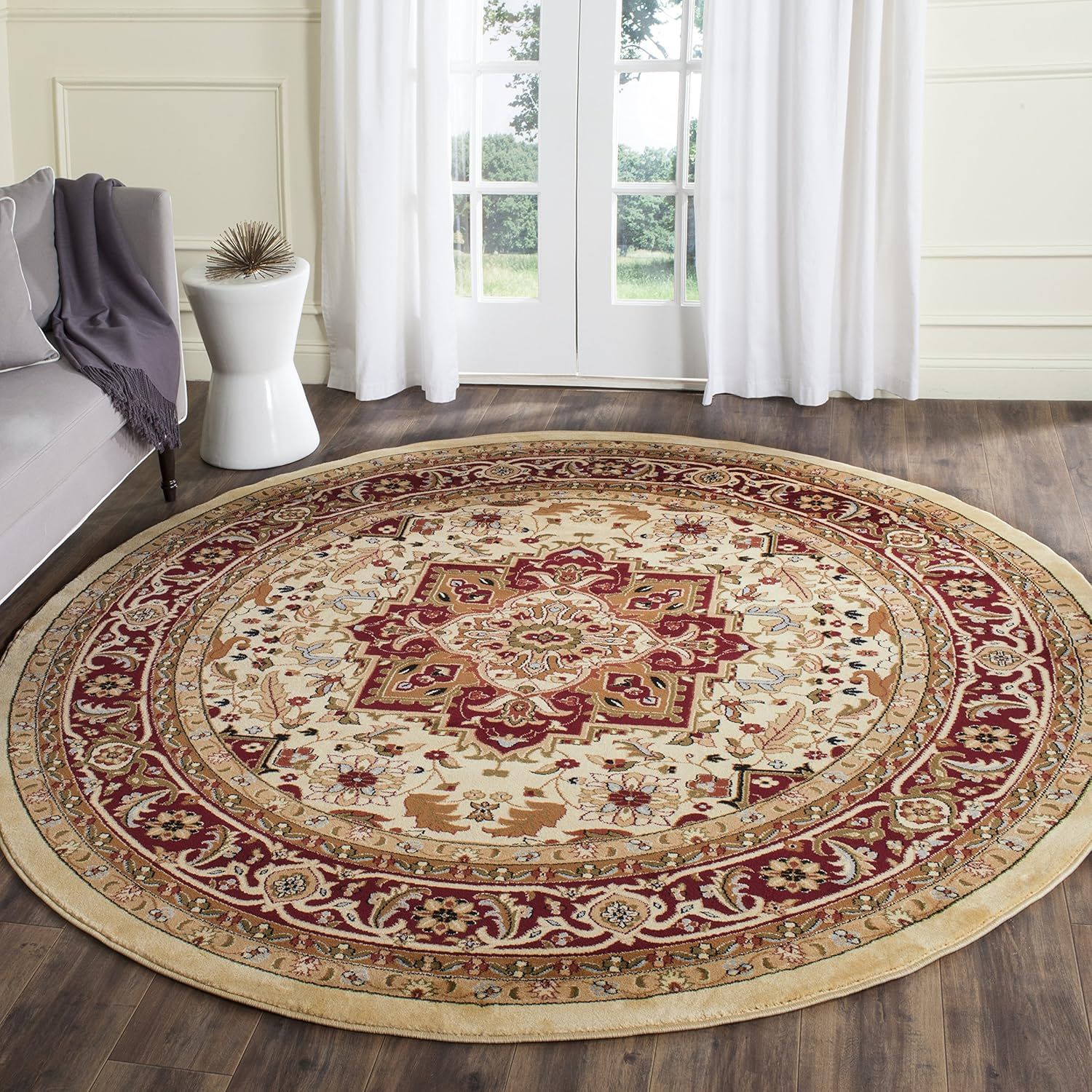 Ivory Symphony 10' Round Easy-Care Synthetic Area Rug