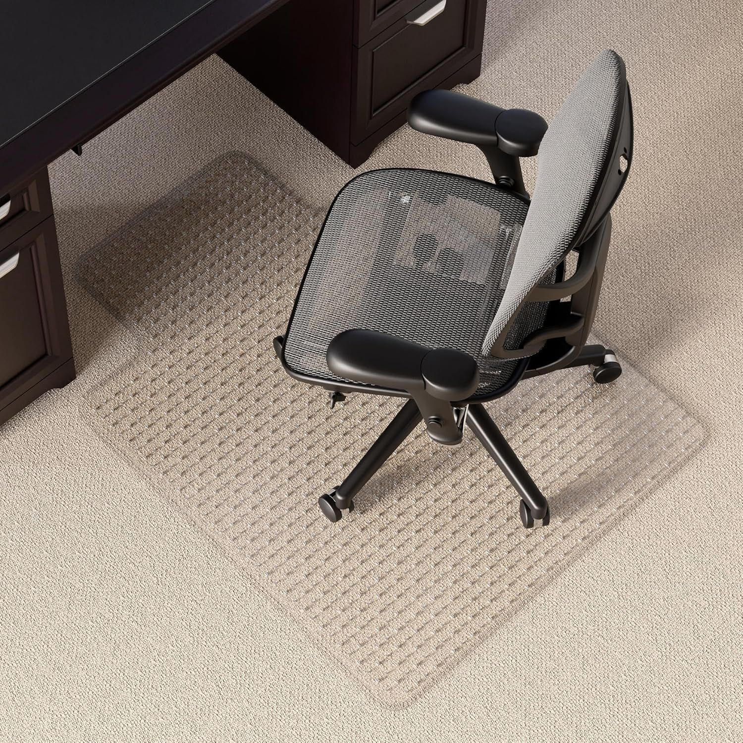 Clear Heavy Duty Vinyl Chair Mat for Carpet with Lip, 36" x 48"