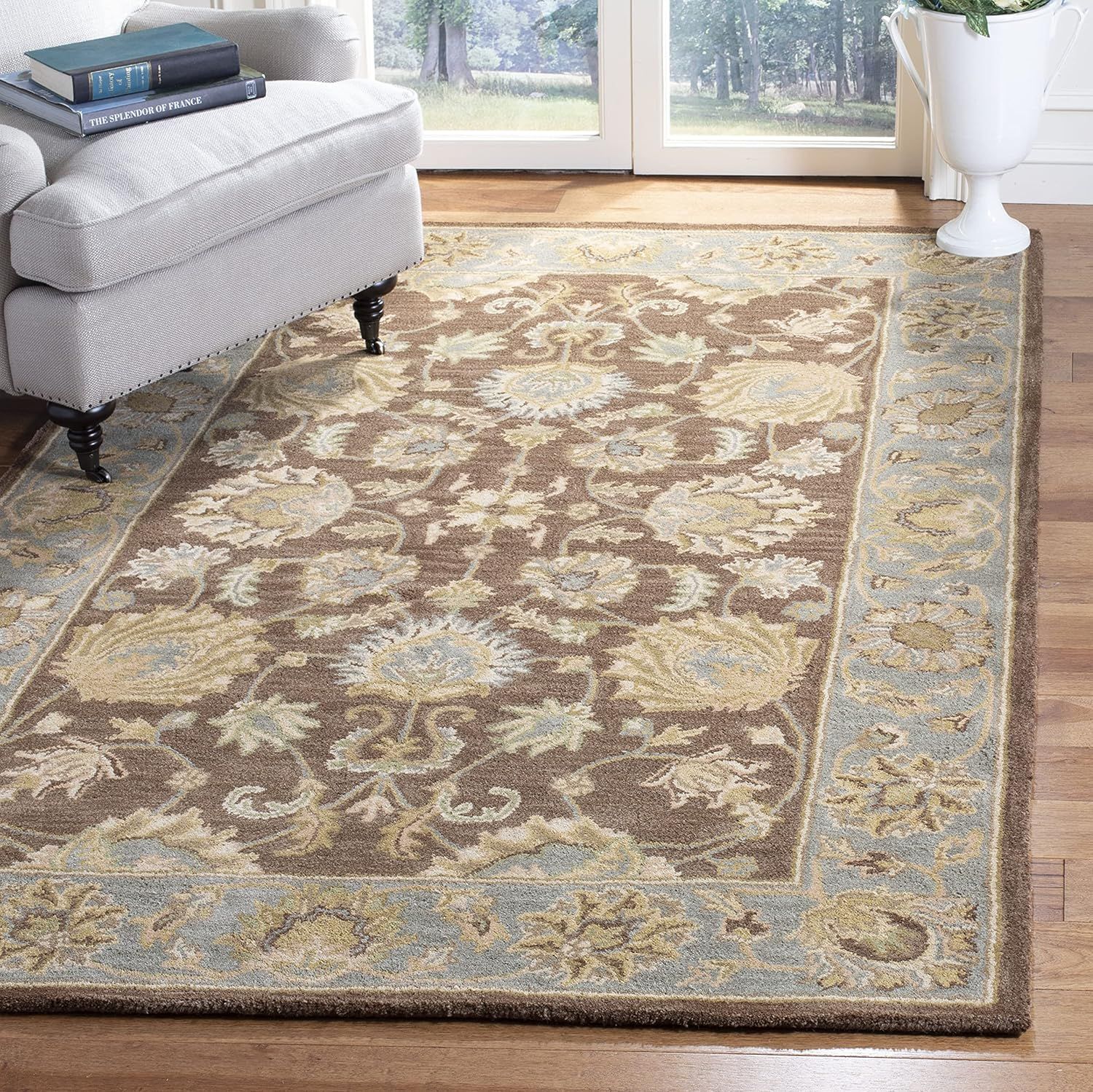 Heritage Blue and Brown 6' x 9' Hand-Tufted Wool Rug