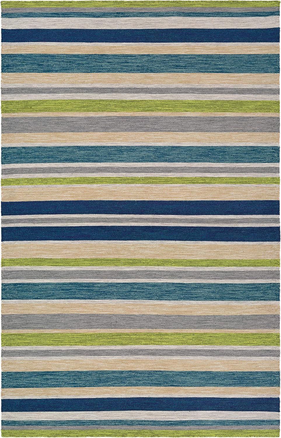 Cottages Ocean Shades 2' x 3' Hand-Woven Blue-Green Outdoor Rug