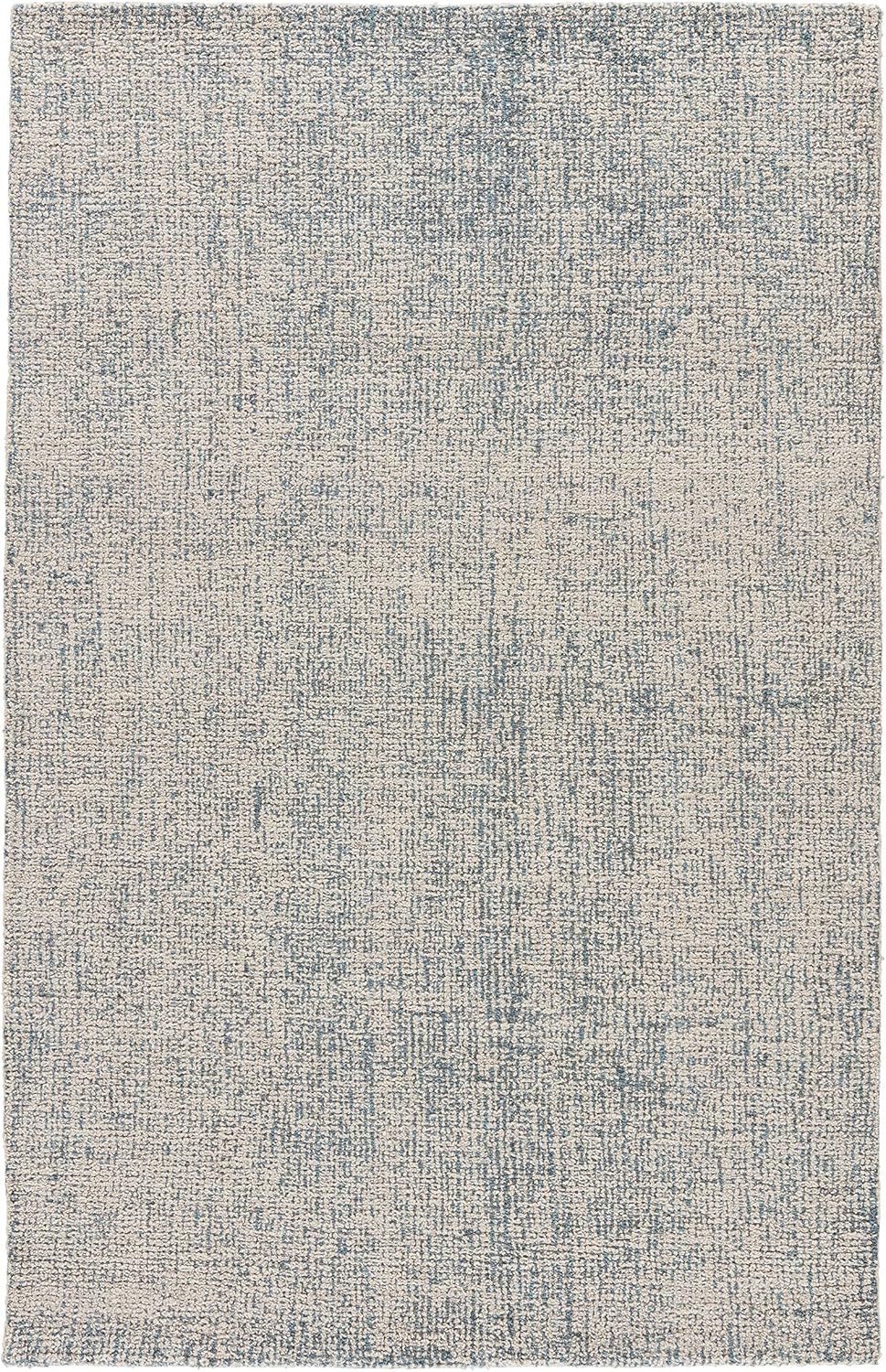 Light Grey & Real Teal Hand-Tufted Wool Area Rug 9'6"x13'6"