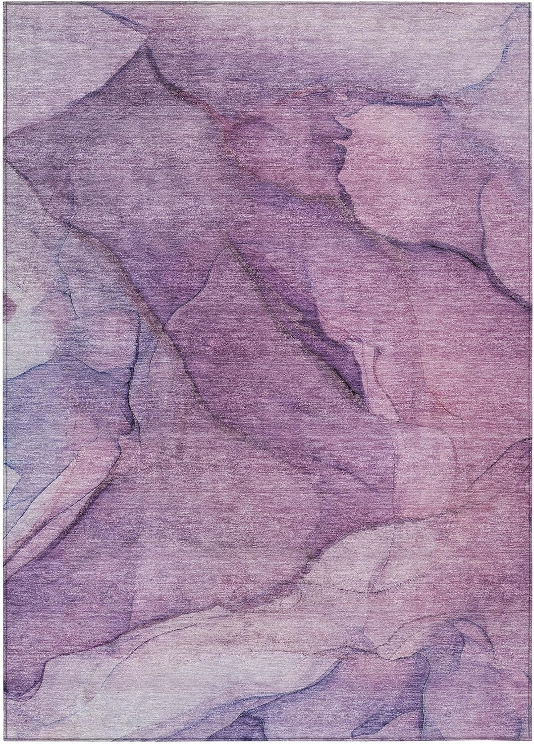 Purple 9' x 12' Stain-Resistant Synthetic Area Rug