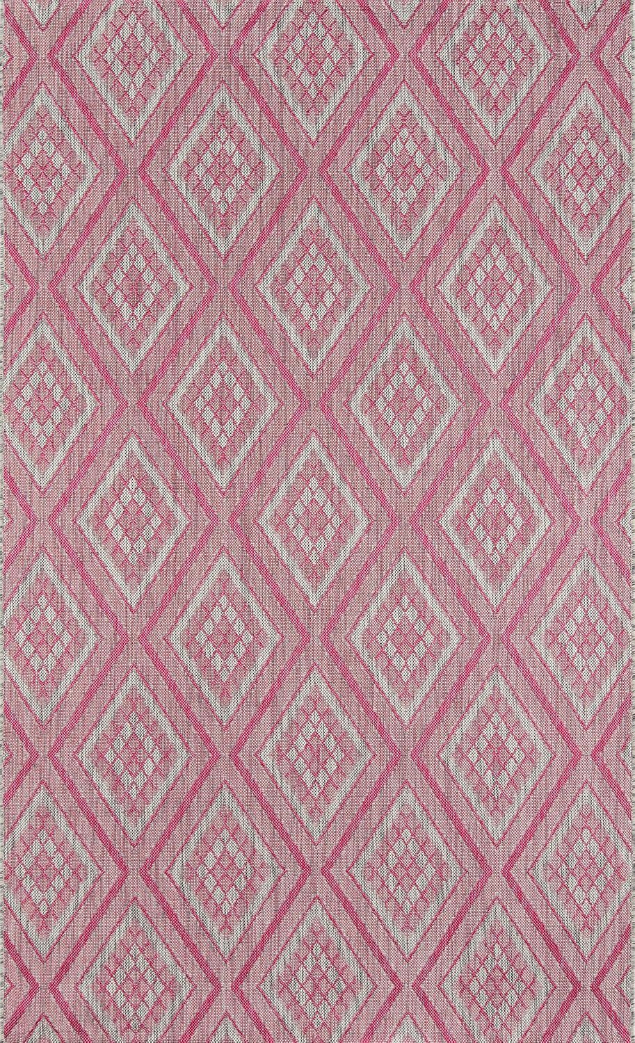 Lake Palace Pink Geometric 3' x 8' Easy Care Runner Rug