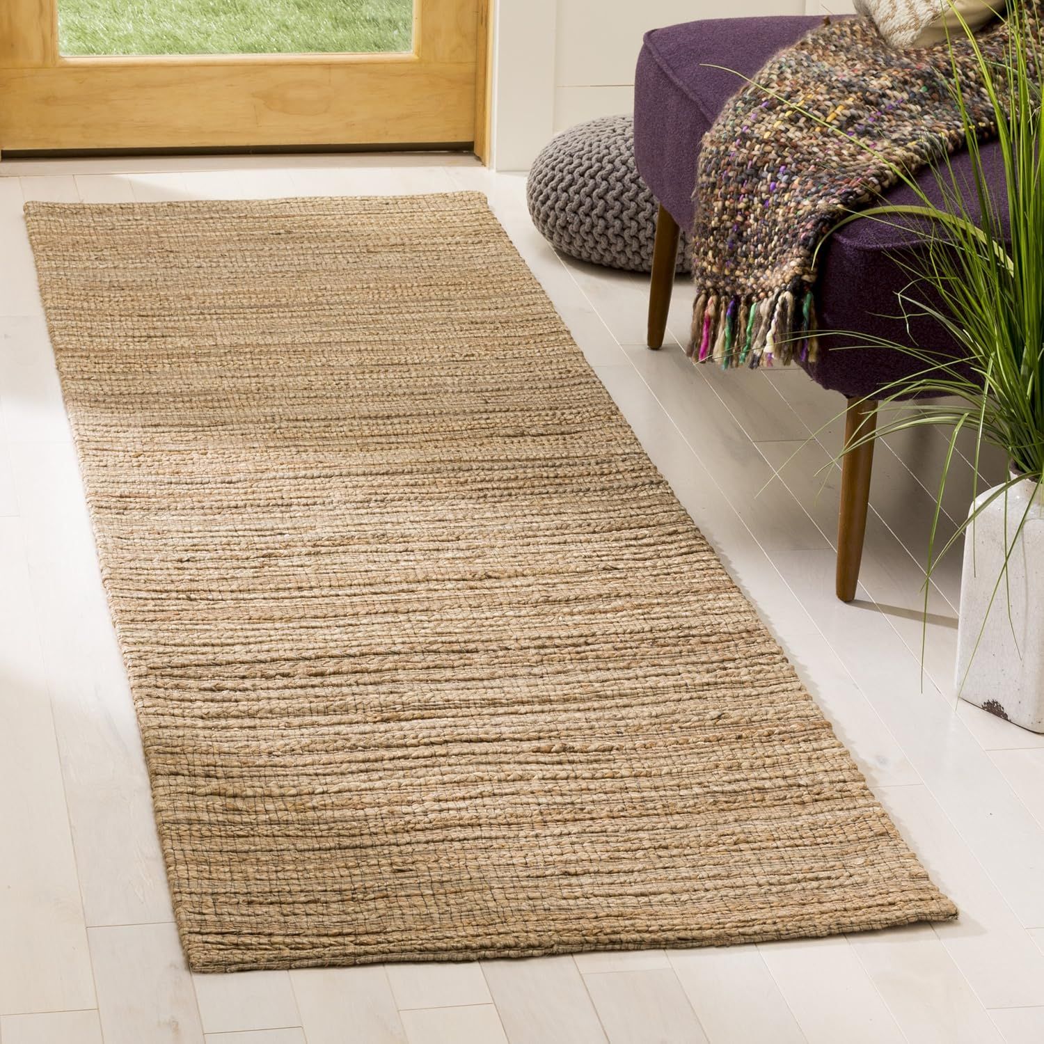 Natural Handmade Braided Cotton Runner Rug, 2'3" x 10'