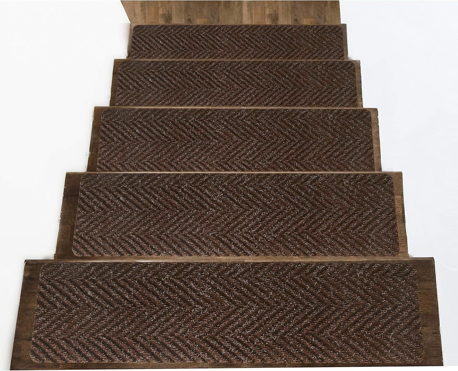 Brown Braided Non-Slip Rubber Stair Tread Mats