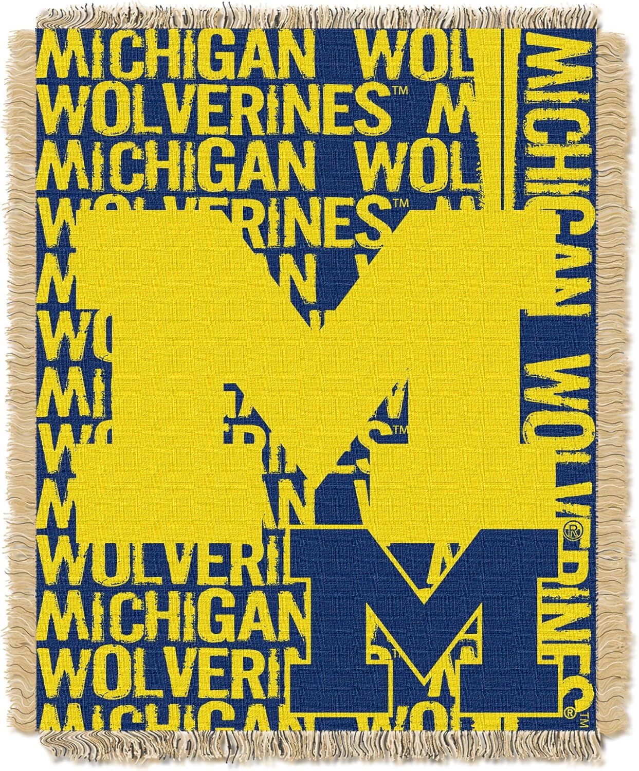 Michigan Wolverines Blue and Yellow Woven Throw Blanket, 48" x 60"