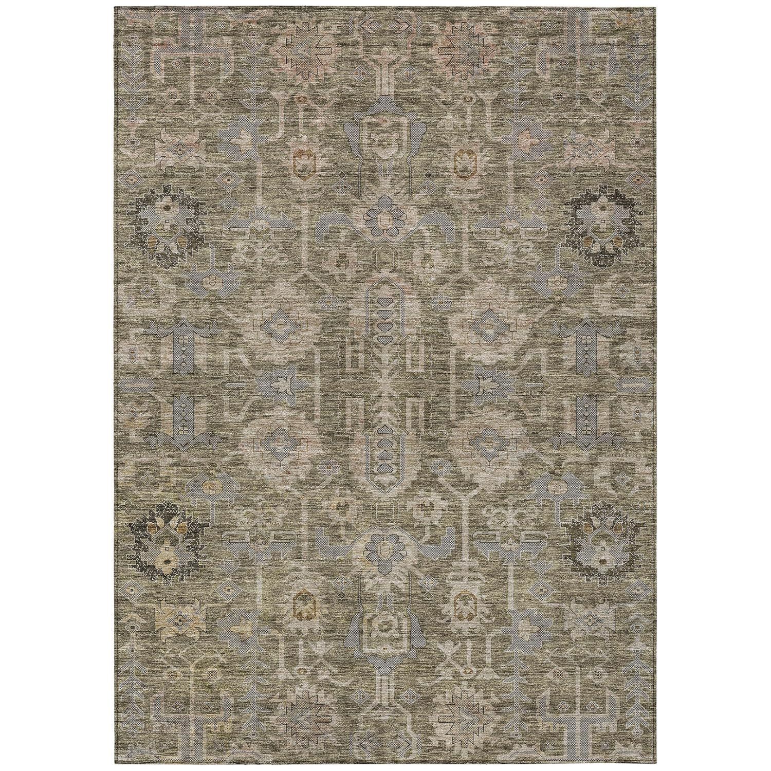 Brown Rectangular Synthetic Flat Woven Washable Area Rug