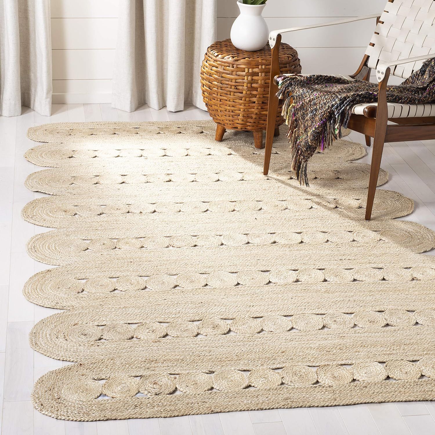 Ivory Handwoven Flat Woven Jute 6' x 9' Area Rug