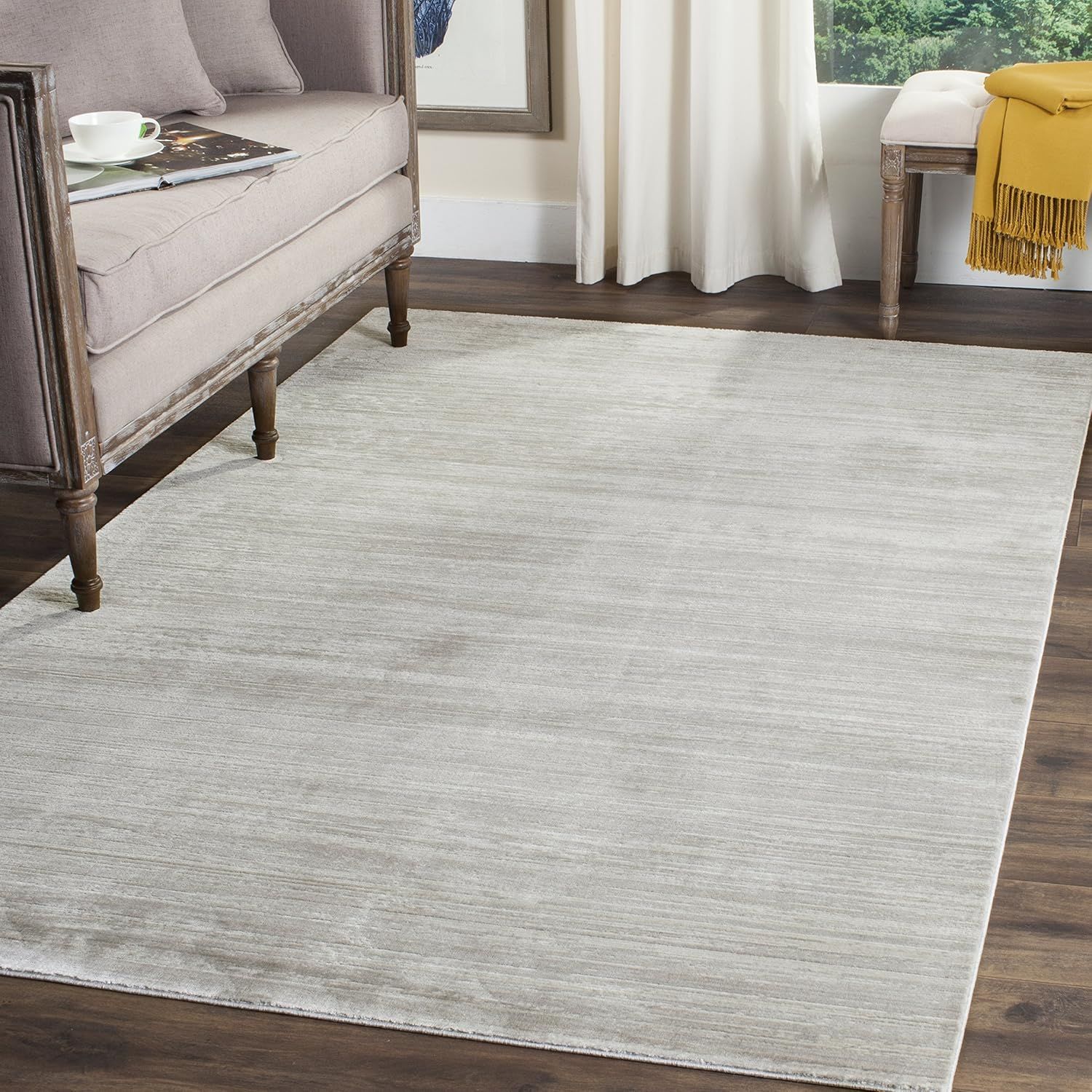 Slate Gray Synthetic Rectangular Area Rug, 5' x 8'