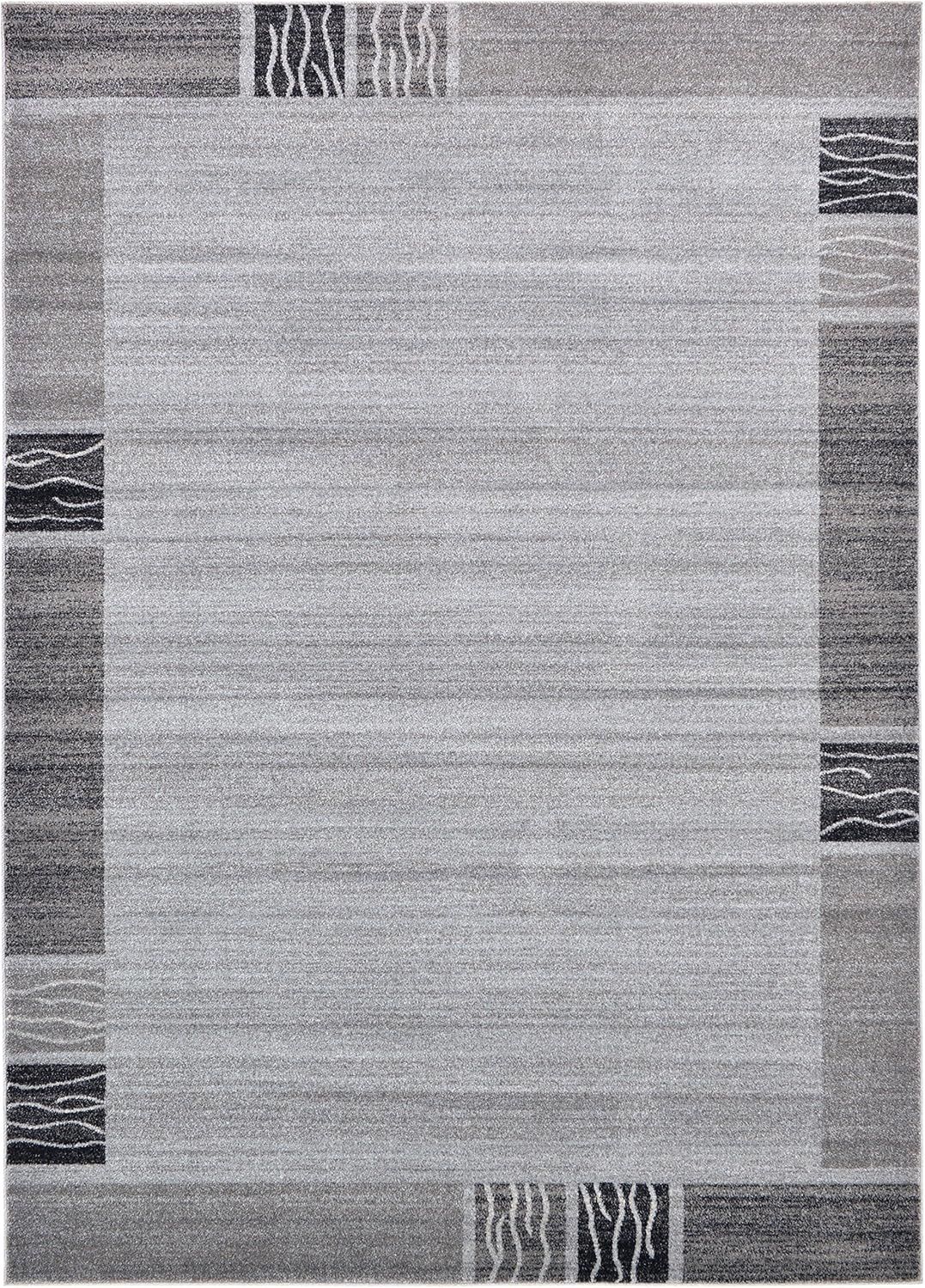 Light Gray Tufted Synthetic Reversible Washable Area Rug