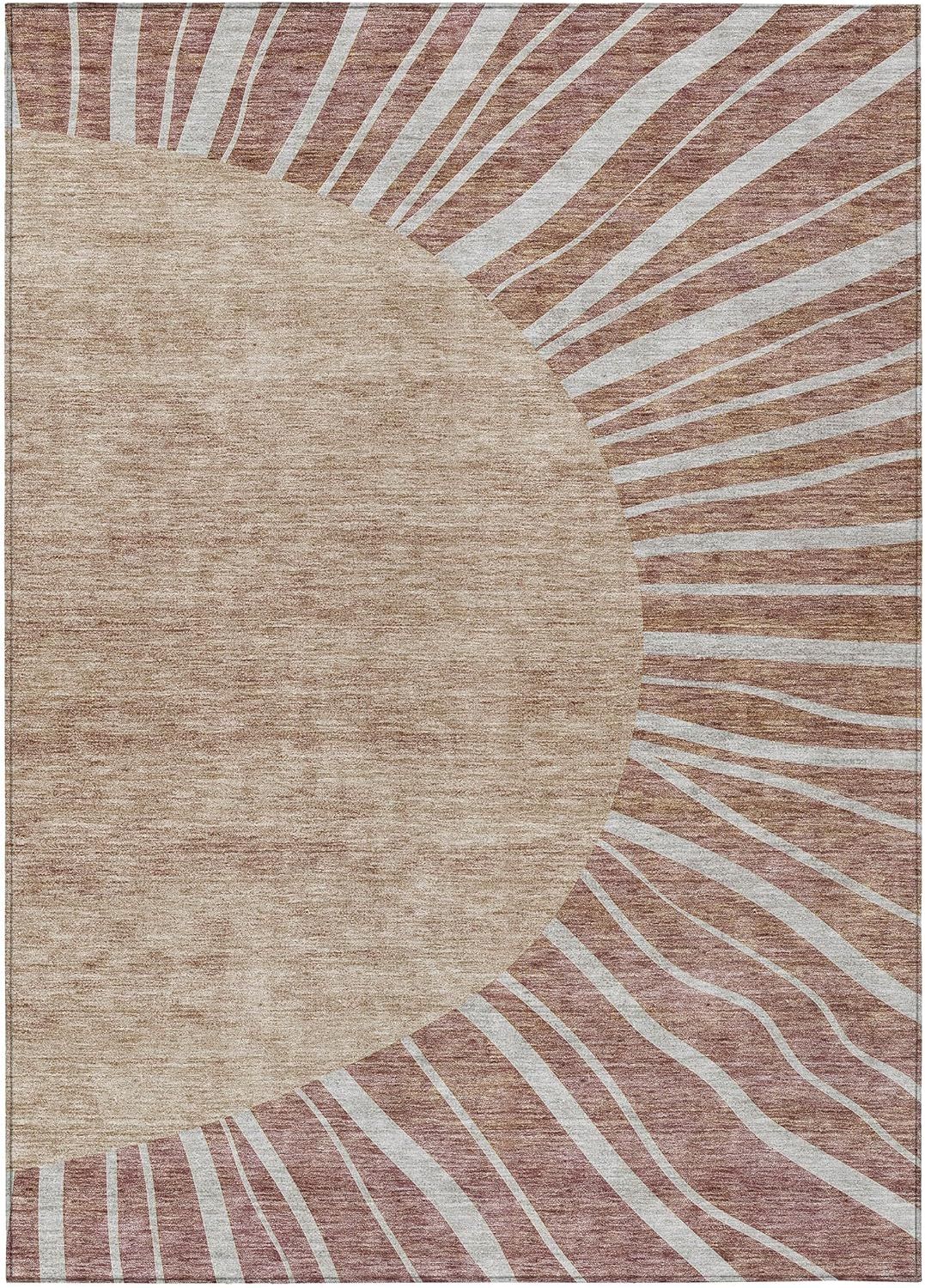 Paprika Abstract Synthetic 3' x 5' Indoor Outdoor Area Rug