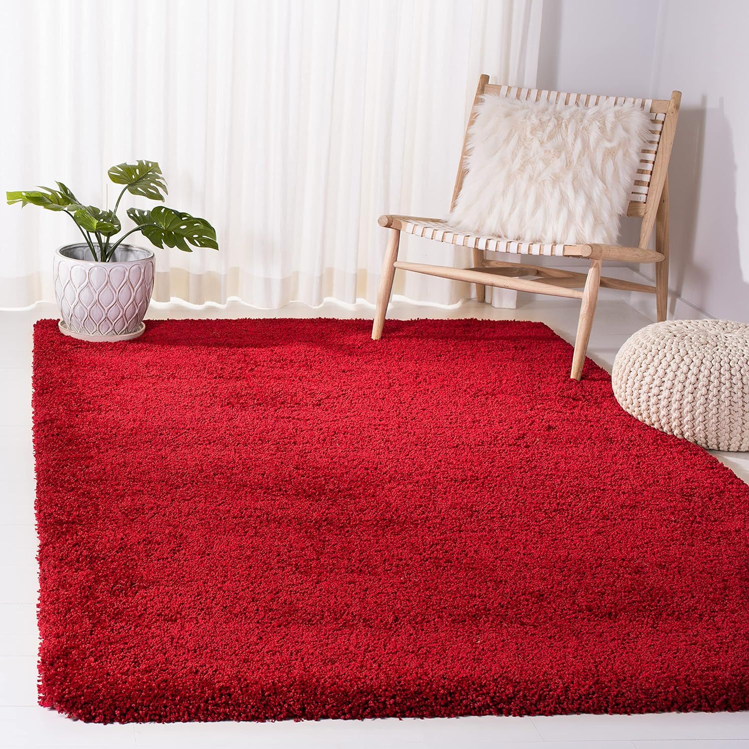 Ultra-Soft Aqua Blue Geometric 8' Square Shag Area Rug