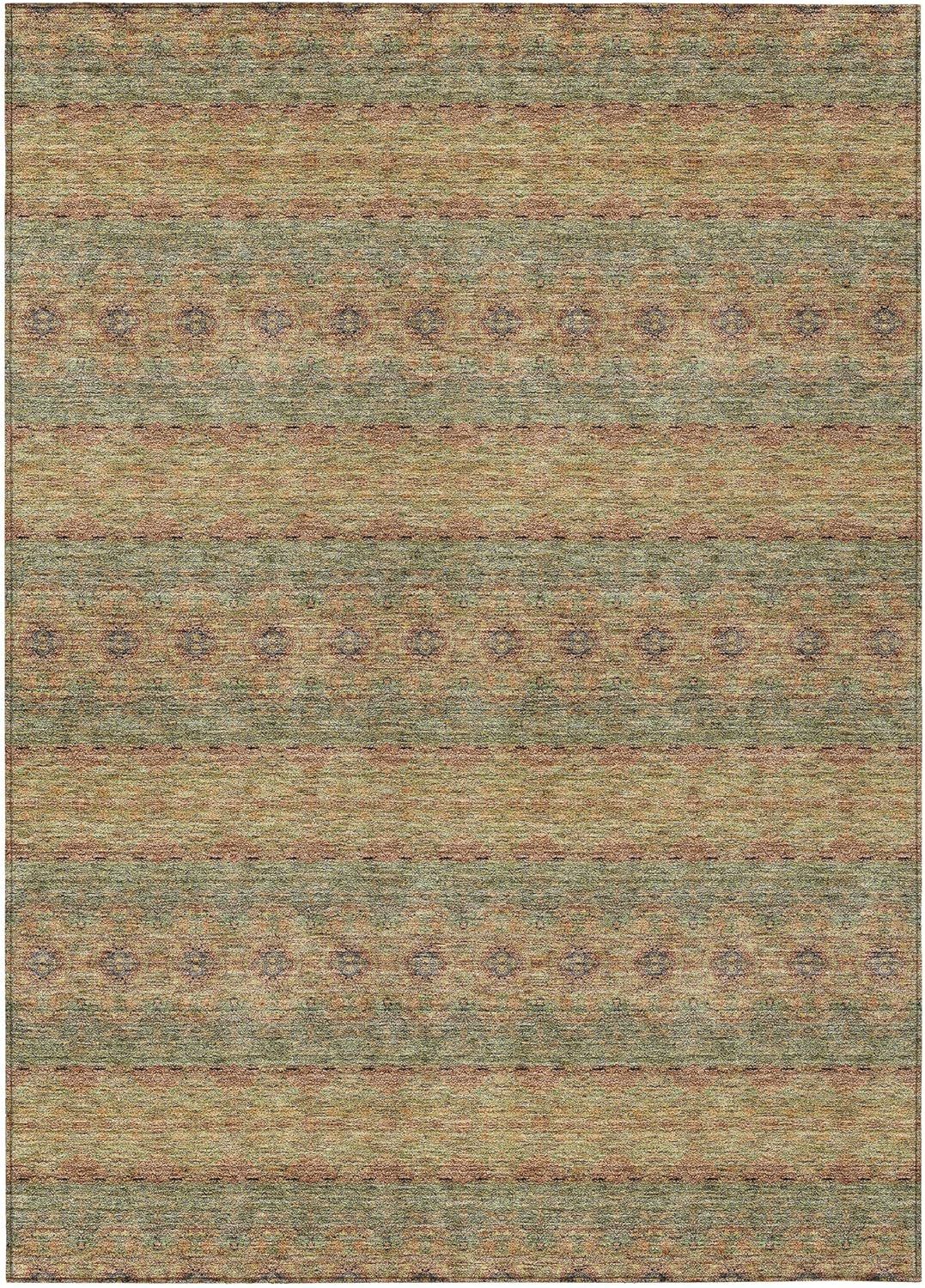 Green Flat Woven Synthetic 9' x 12' Bohemian Area Rug