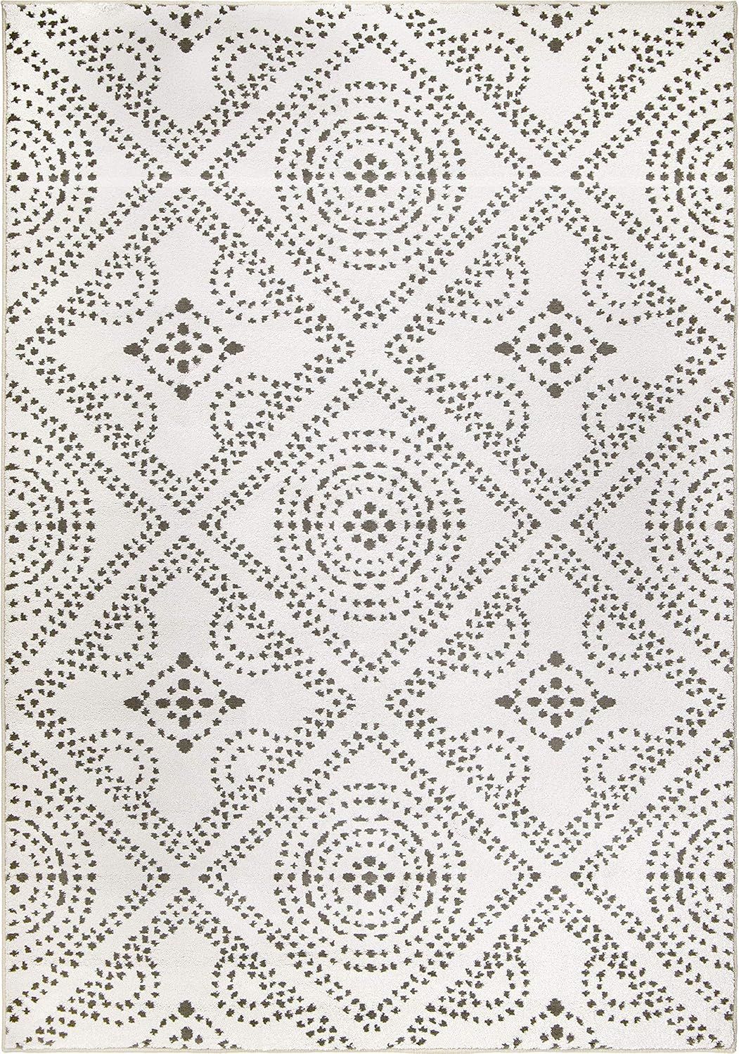 Gray and White Geometric Synthetic Area Rug, 5'3" x 7'6"