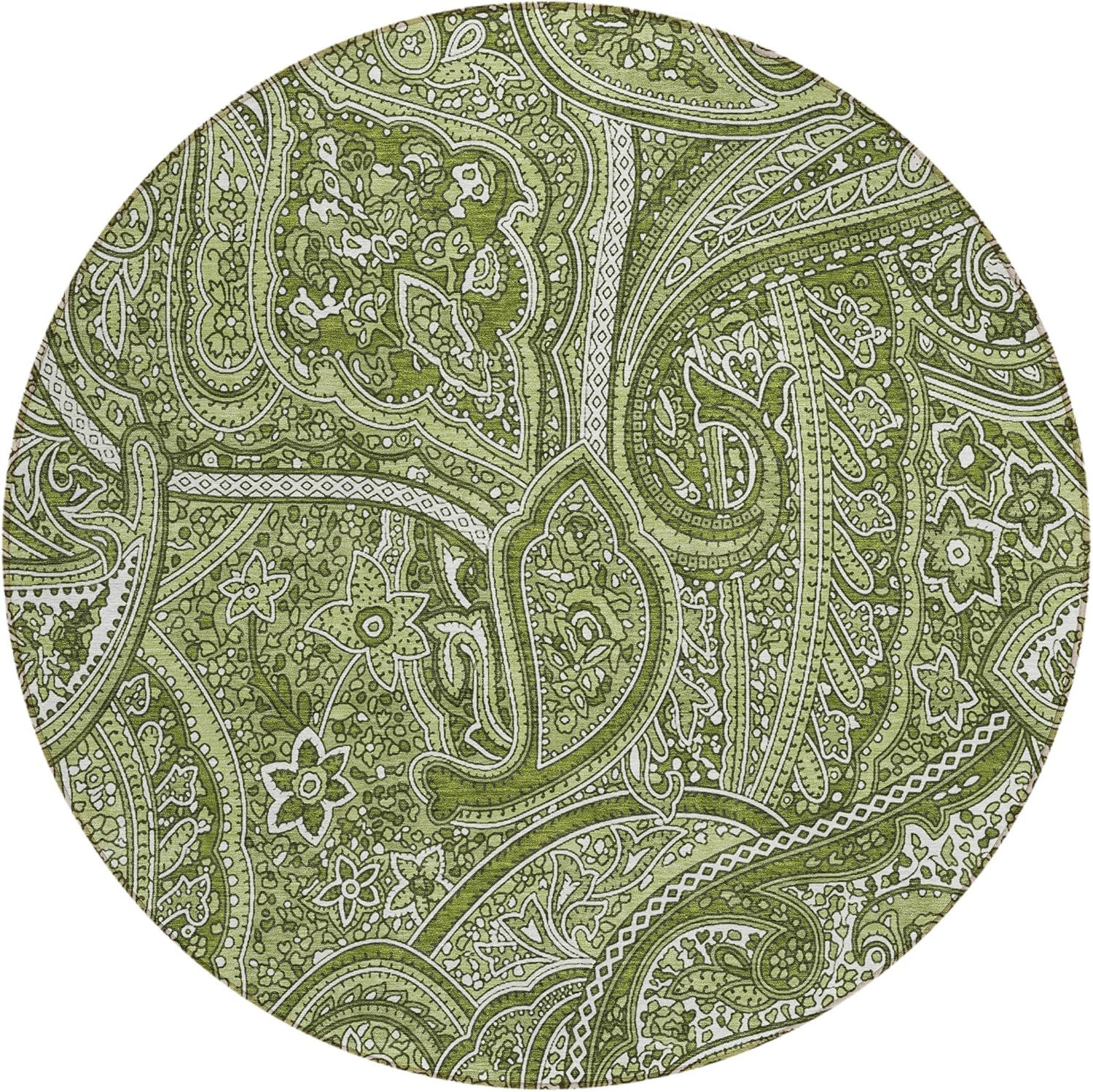 Addison Rugs Chantille ACN623GE 8 X 8 (ft) Green Round Indoor/Outdoor Geometric Machine Washable Area Rug