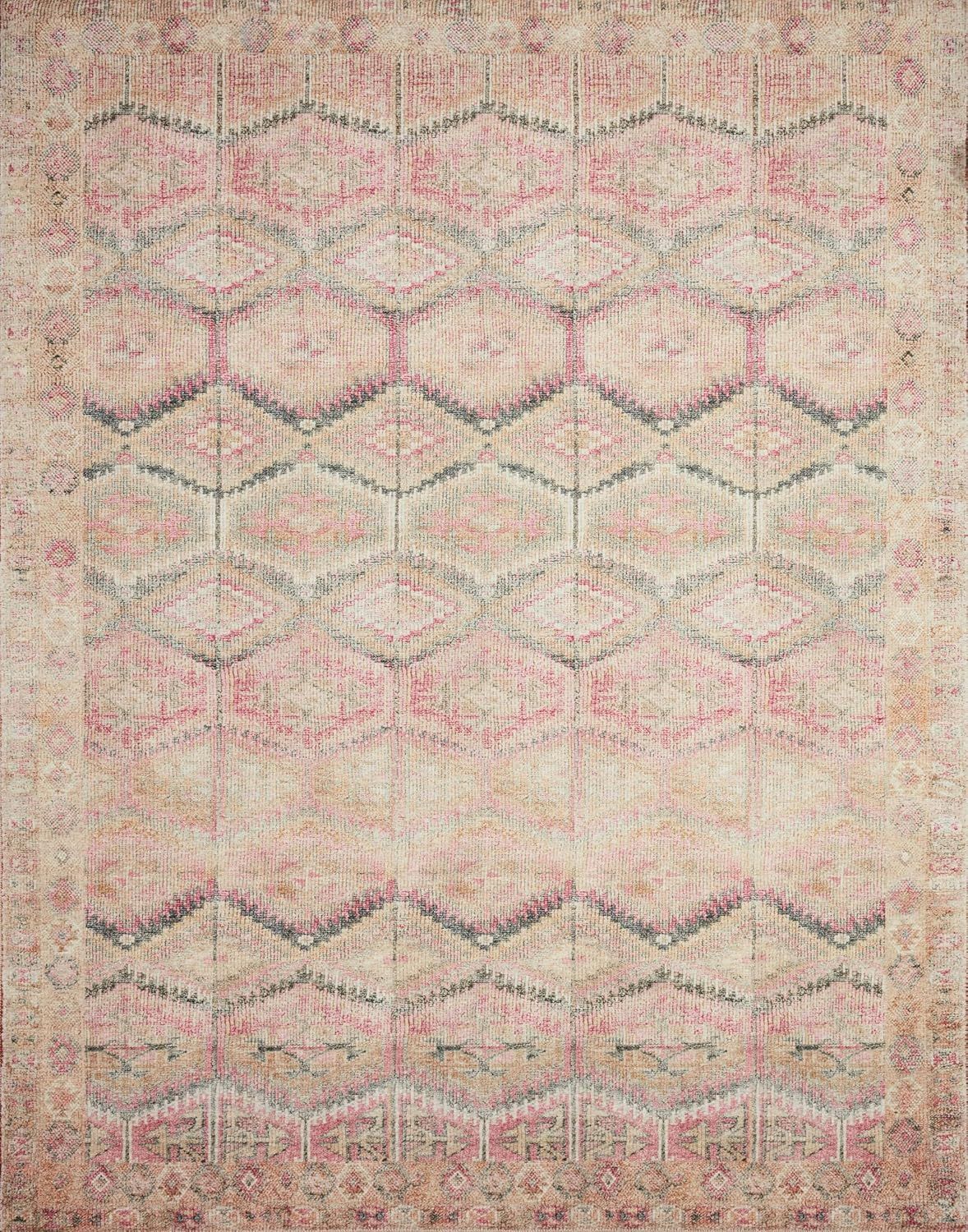 Layla Pink and Lagoon Rectangular Polyester Accent Rug