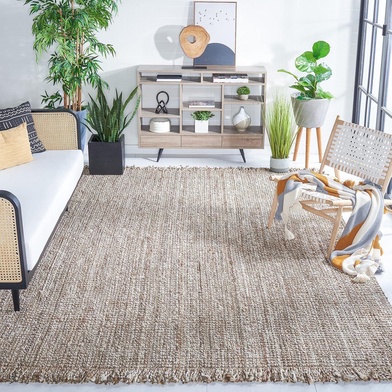 Artisan Gray and Beige Handwoven Jute 9' x 12' Area Rug