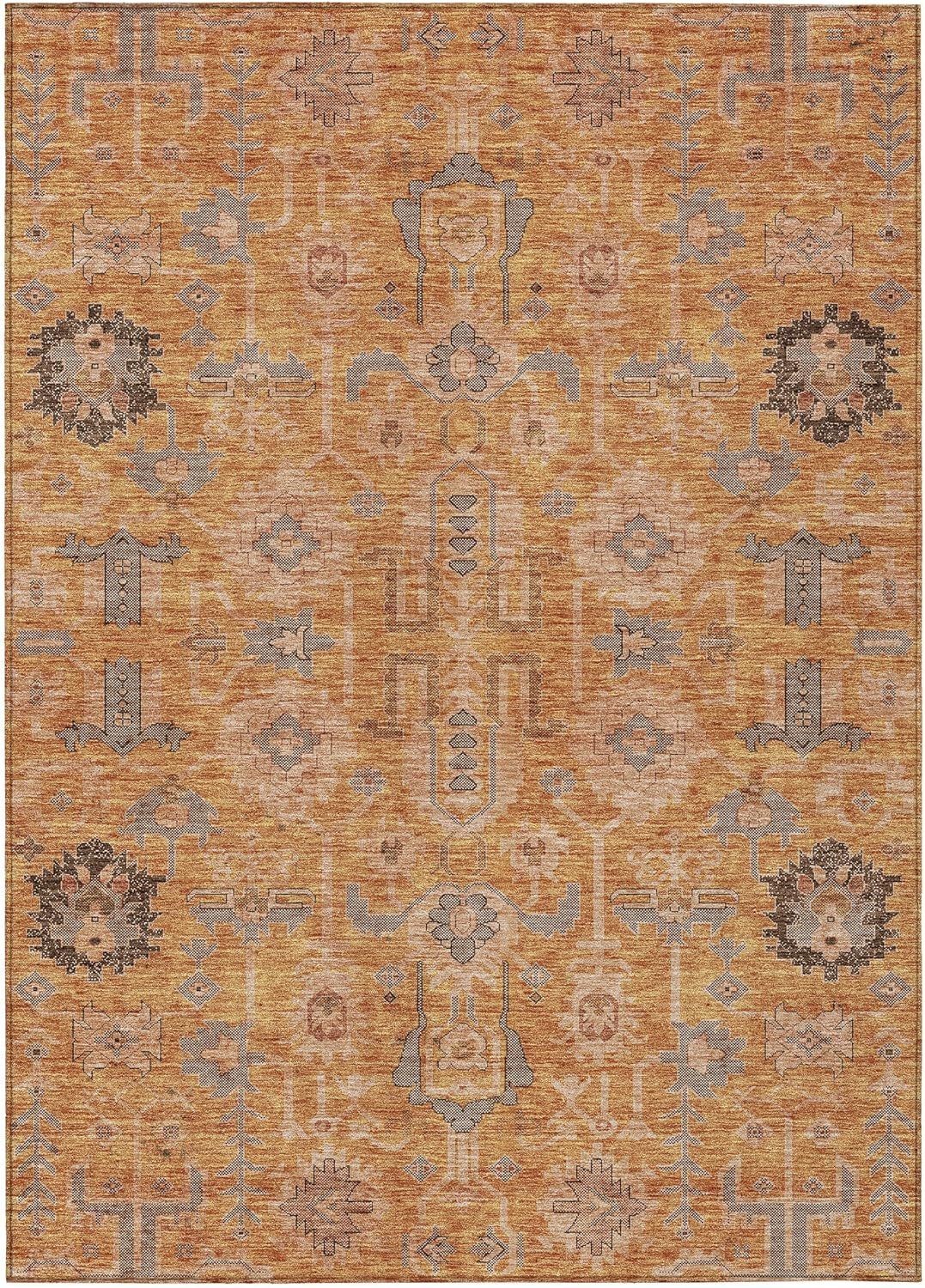 Terracotta Synthetic Flat Woven Rectangular Indoor Outdoor Rug