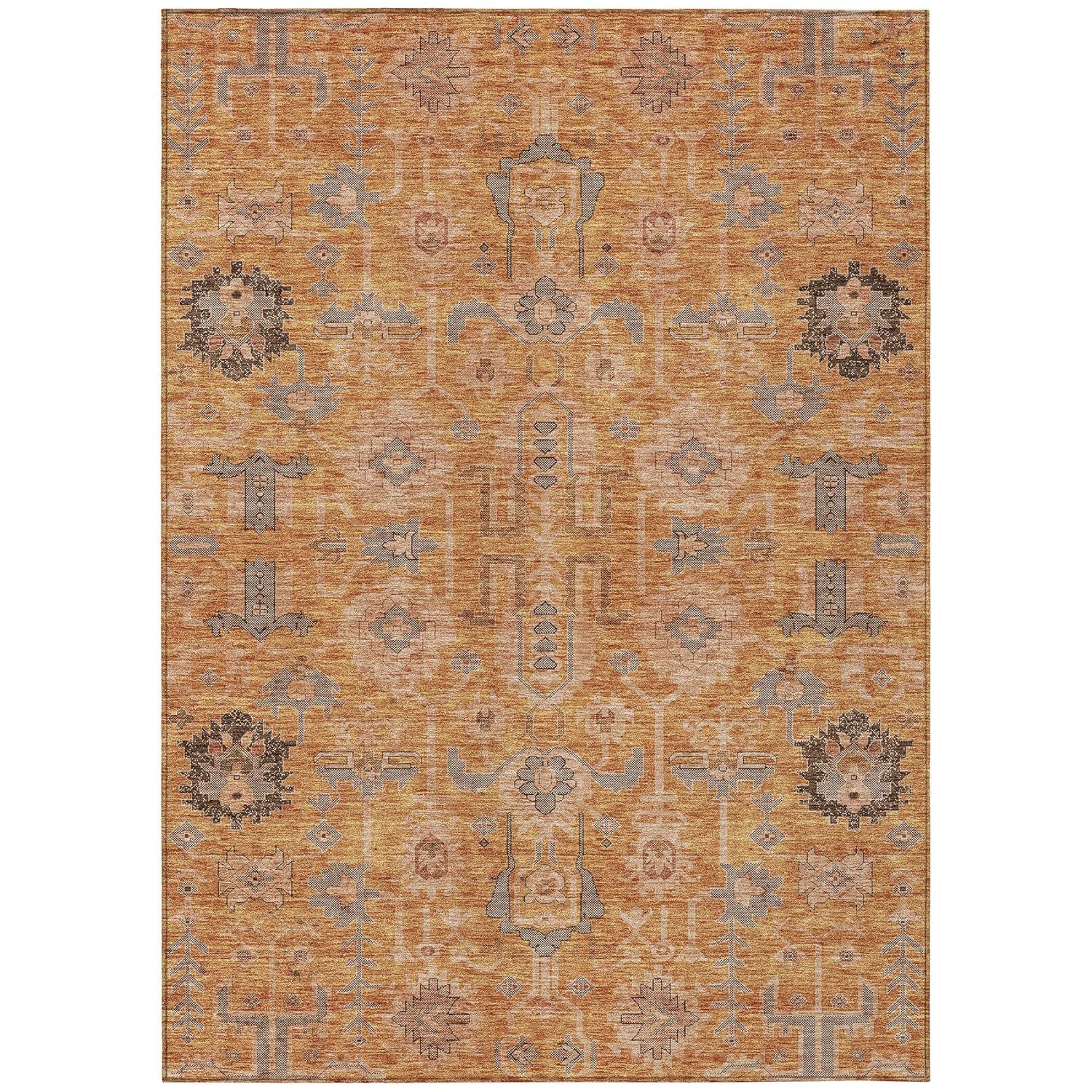 Terracotta Synthetic Flat Woven Rectangular Indoor Outdoor Rug