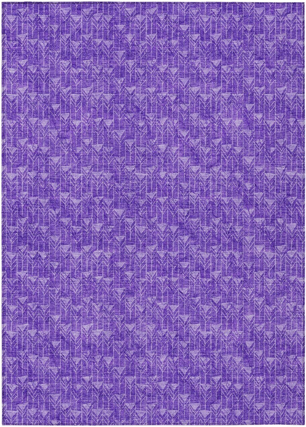 Purple Geometric Pattern Washable Synthetic Area Rug 3' x 5'